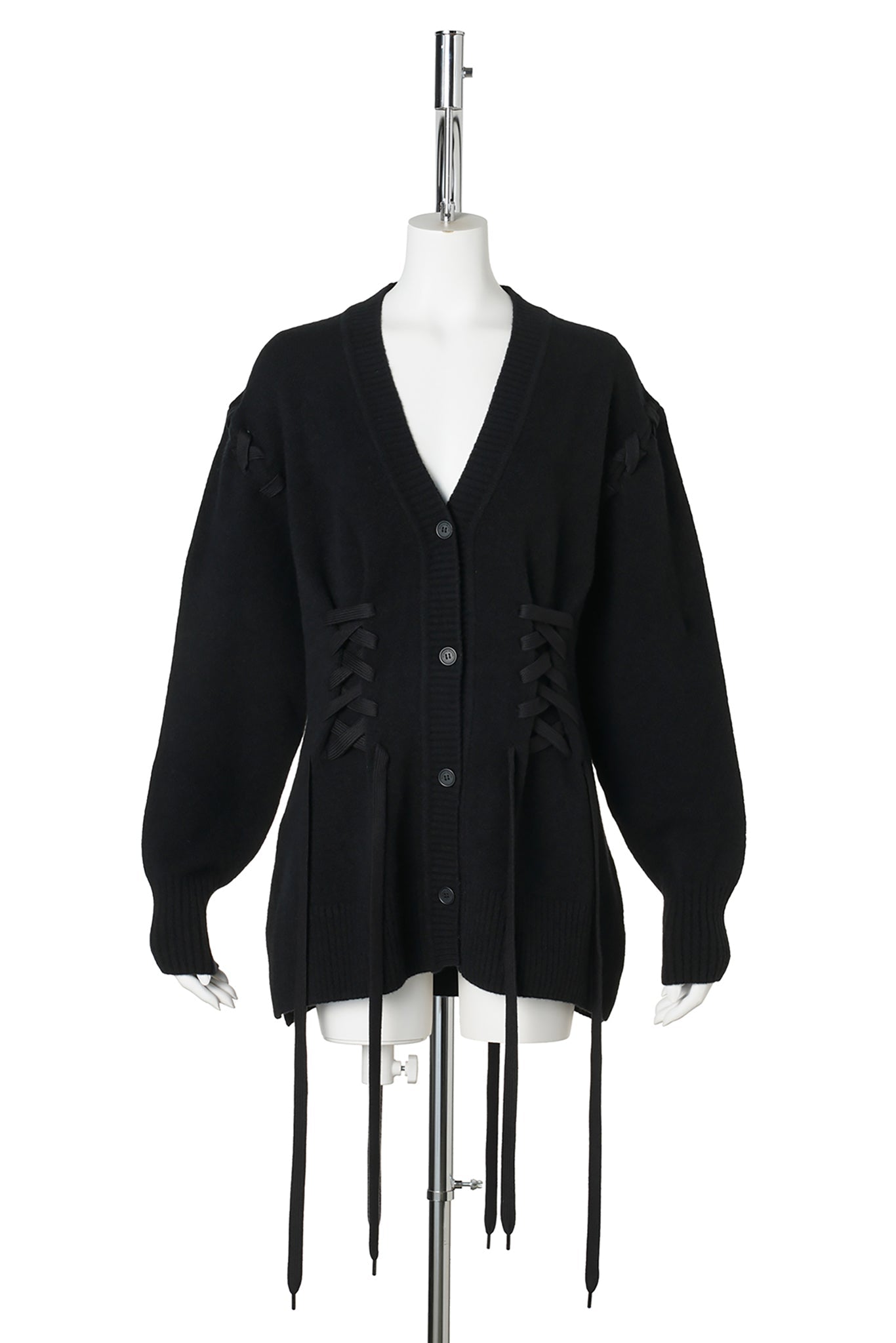 MERINO SCULPTED CORSET CARDIGAN / 150:BLACK/BLACK