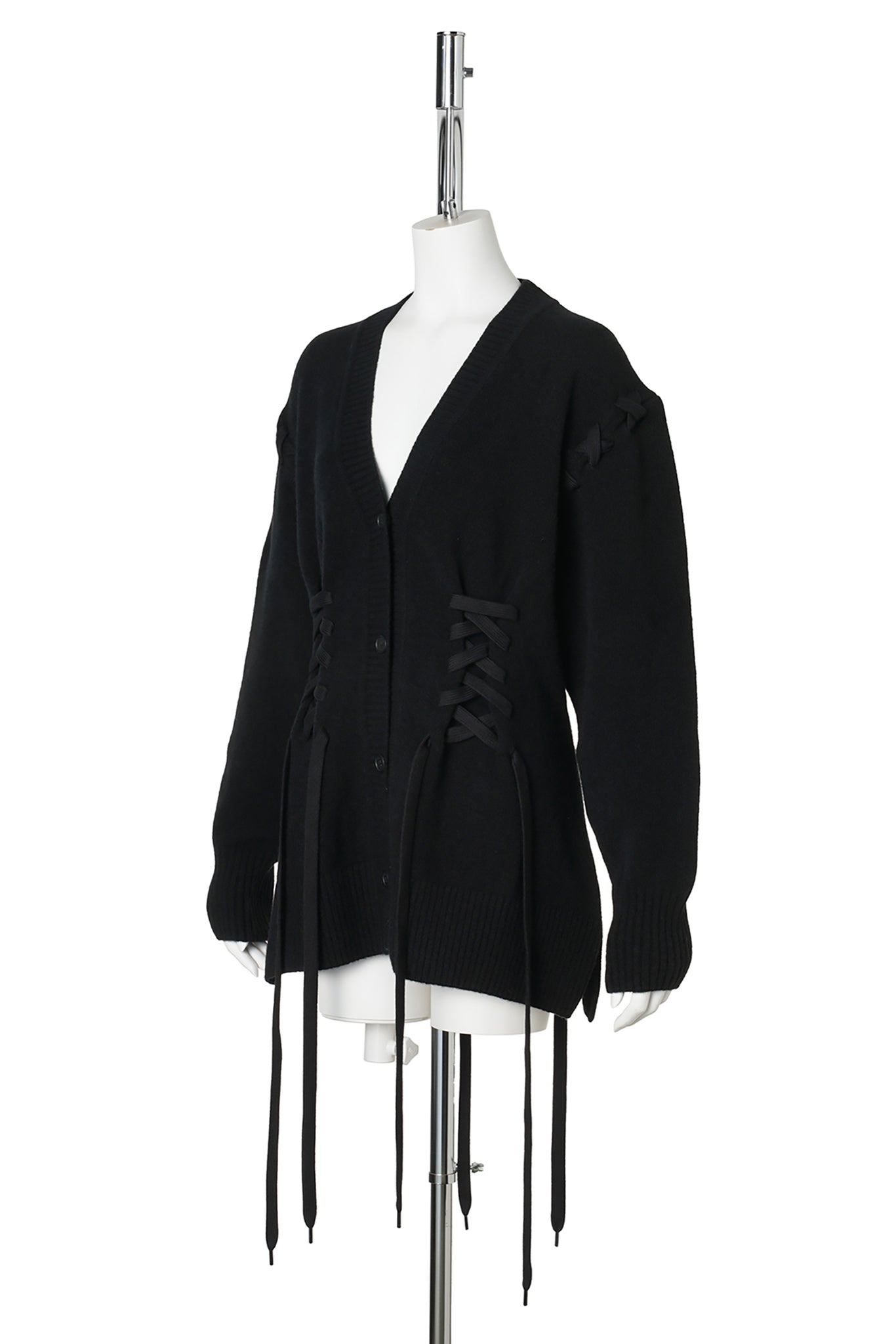 MERINO SCULPTED CORSET CARDIGAN / 150:BLACK/BLACK