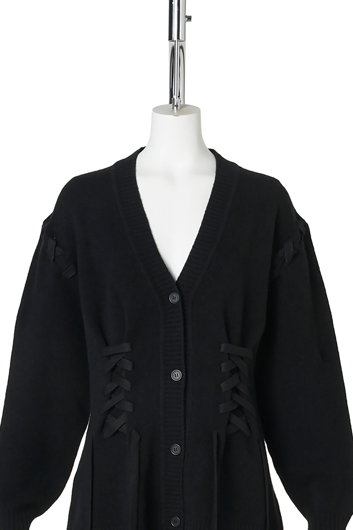 MERINO SCULPTED CORSET CARDIGAN / 150:BLACK/BLACK