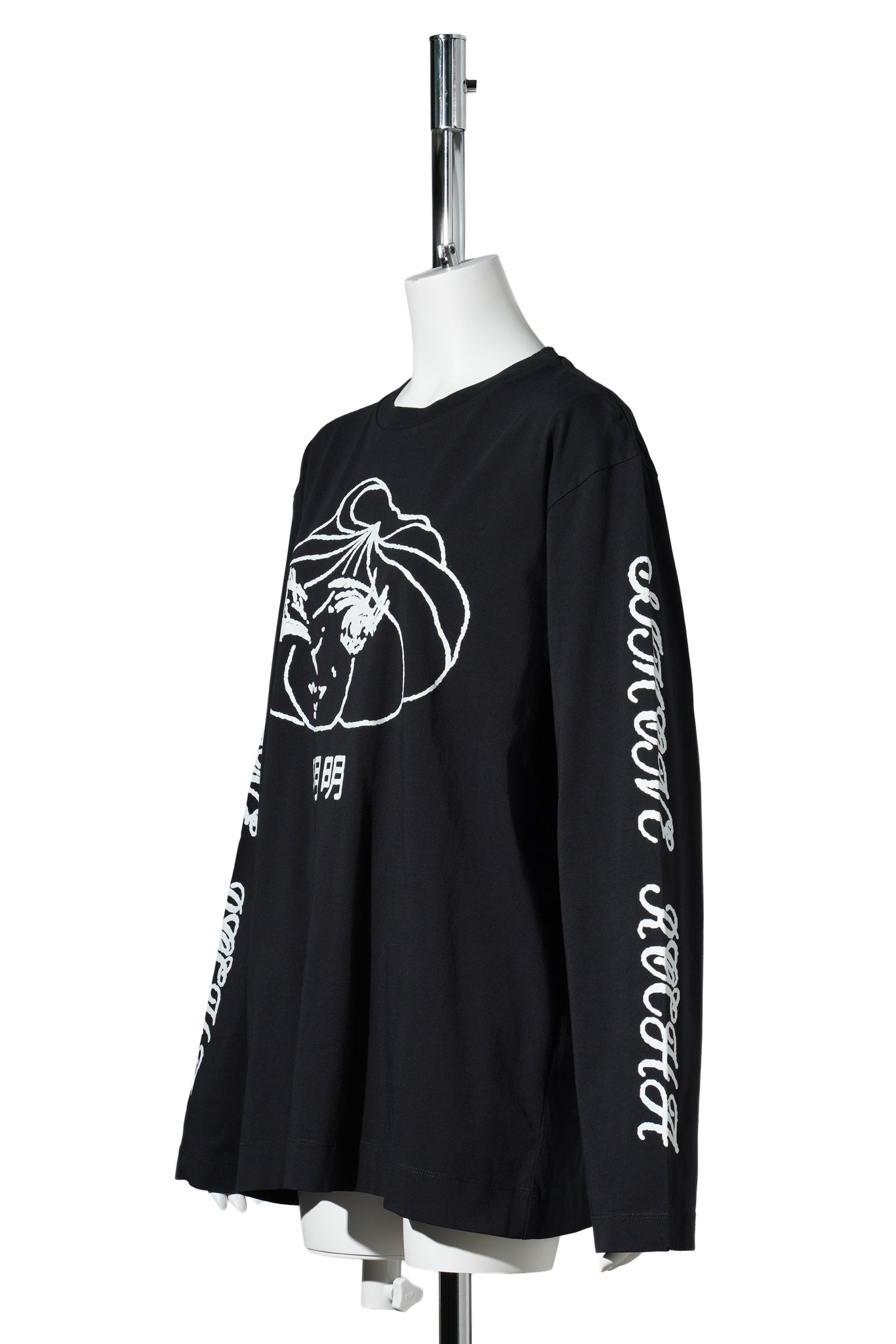 DIM SUM LOGO PRINT LONG SLEEVE T-SHIRT / 150:BLACK/WHITE