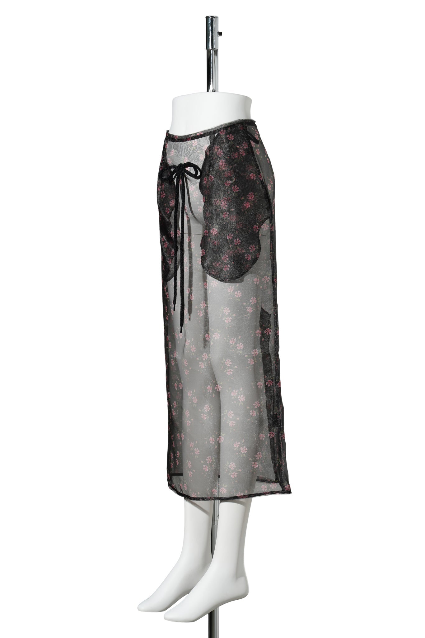 SHEE FRAYED COLUMN PENCIL SKIRT / 155:BLACK FLORAL/BLACK