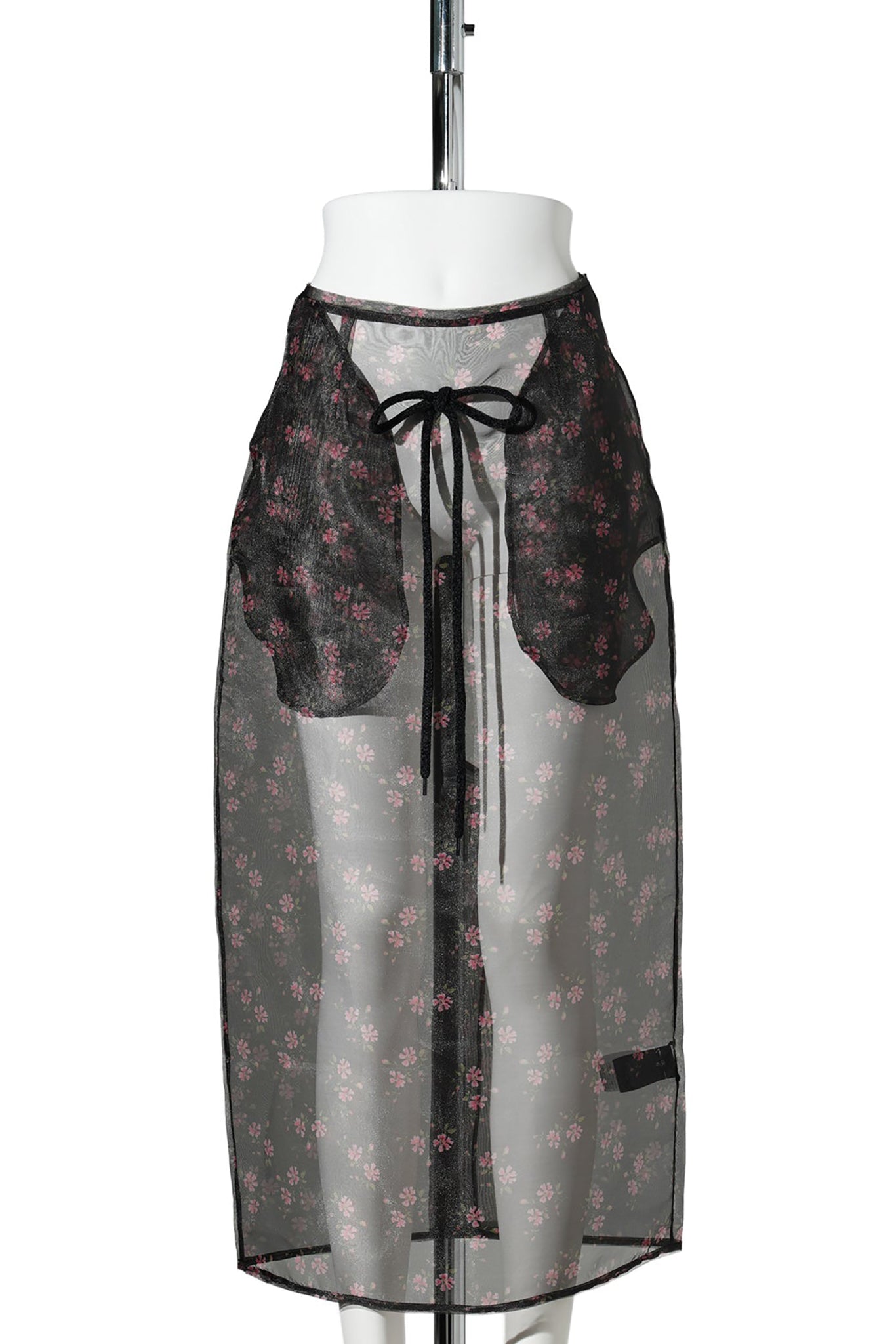 SHEE FRAYED COLUMN PENCIL SKIRT / 155:BLACK FLORAL/BLACK