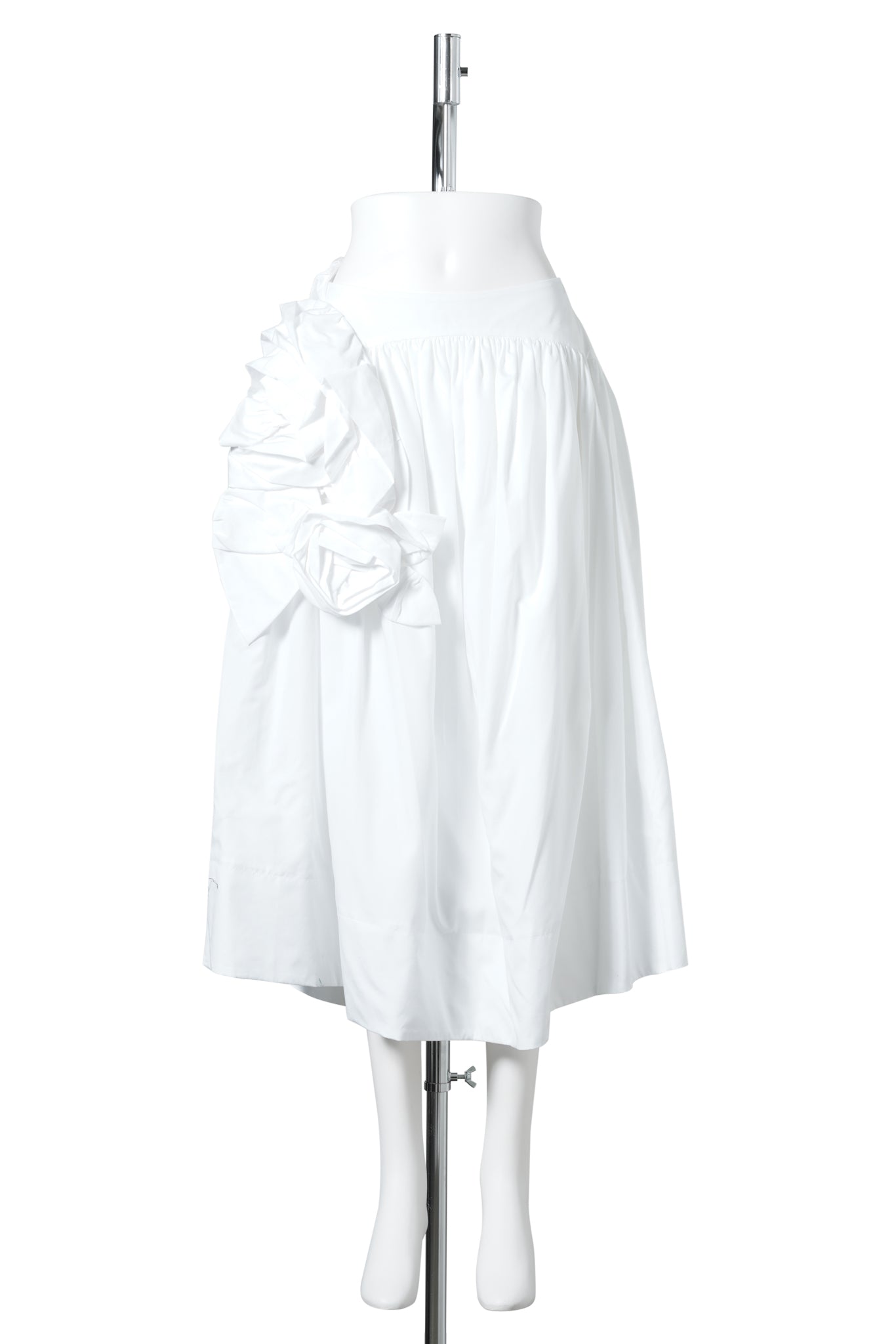 PRESSED ROSETTE BASQUE SKIRT / 100:COTTON POPLIN/WHITE