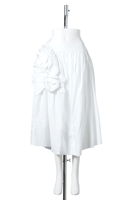 PRESSED ROSETTE BASQUE SKIRT / 100:COTTON POPLIN/WHITE