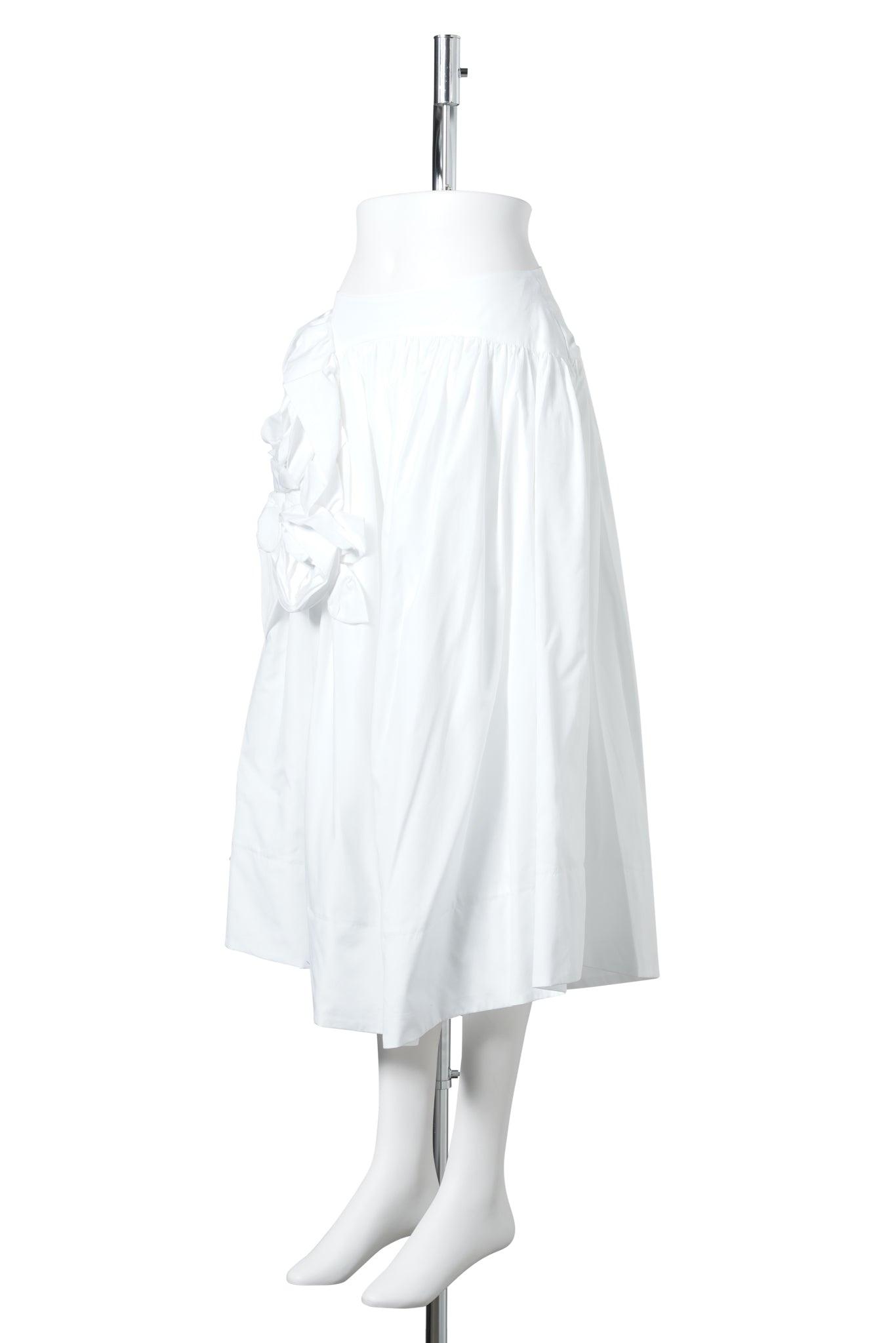 PRESSED ROSETTE BASQUE SKIRT / 100:COTTON POPLIN/WHITE