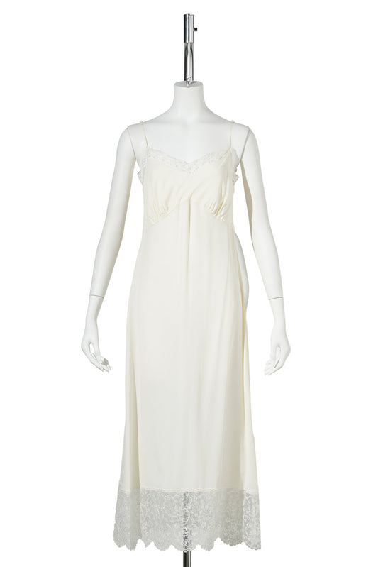LACE TRIM SLIP DRESS / 110:CREAM