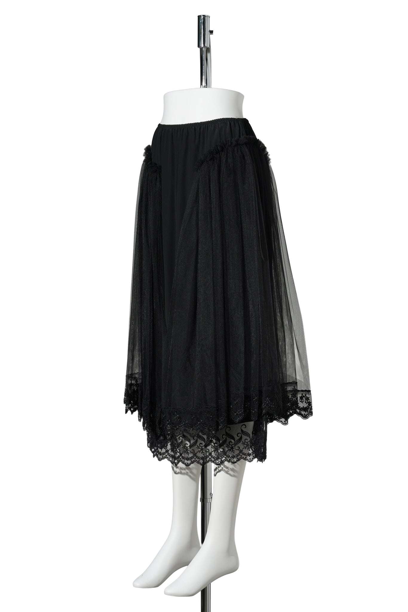 HIP DETAIL LACE TRIM SKIRT / 150:BLACK