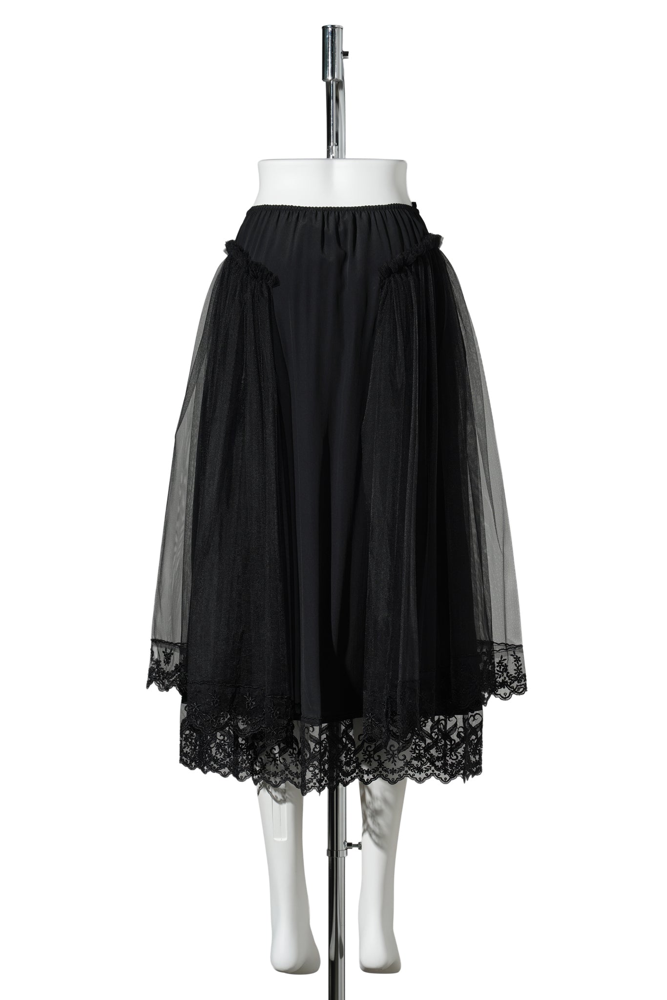 HIP DETAIL LACE TRIM SKIRT / 150:BLACK