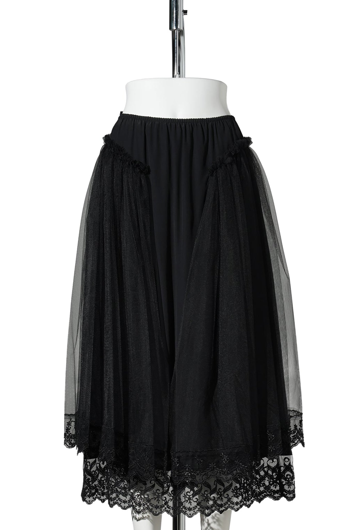HIP DETAIL LACE TRIM SKIRT / 150:BLACK