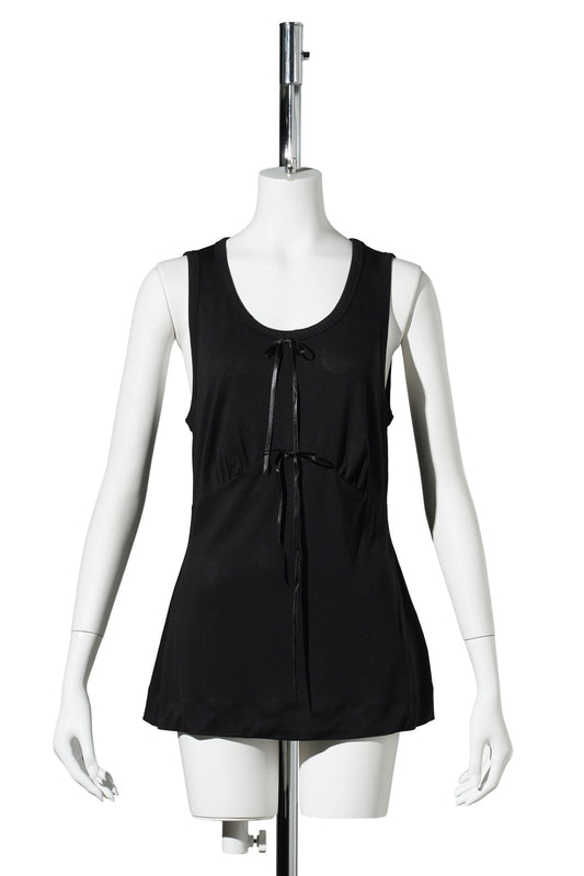 GATHERED BUST BOW TANK / 150:BLACK/BLACK