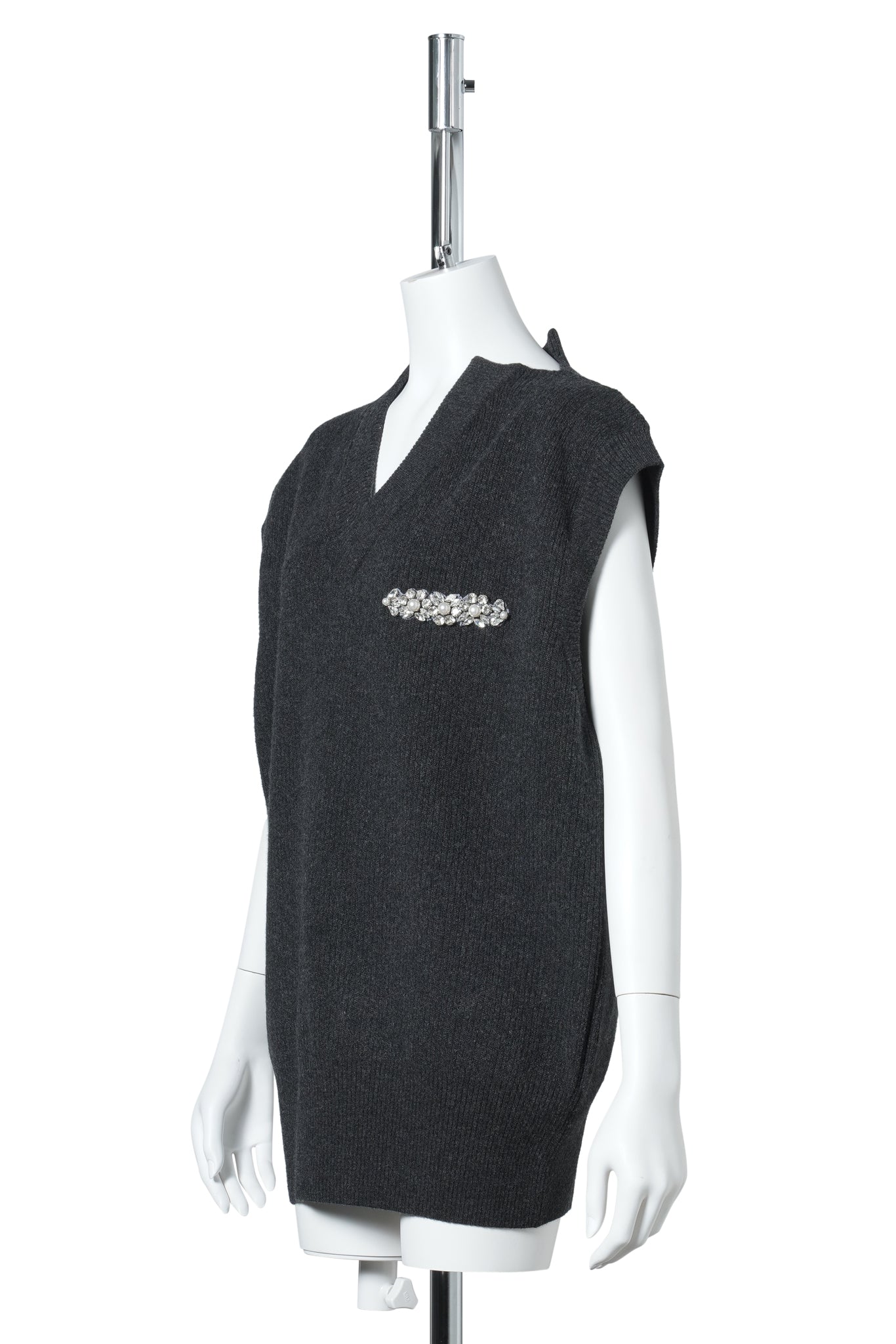 MERINO SEAN BITE VEST W/EMB / 140:CHARCOAL/PEARL/CLEAR