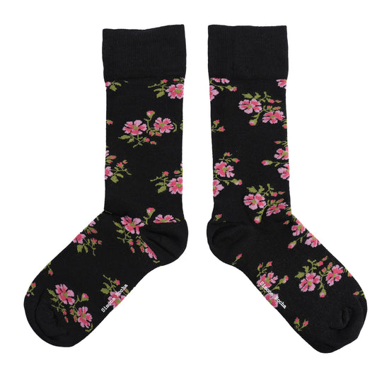 TINY FLOWER JACQUARD ANKLE SOCKS / 155:BLACK FLORAL