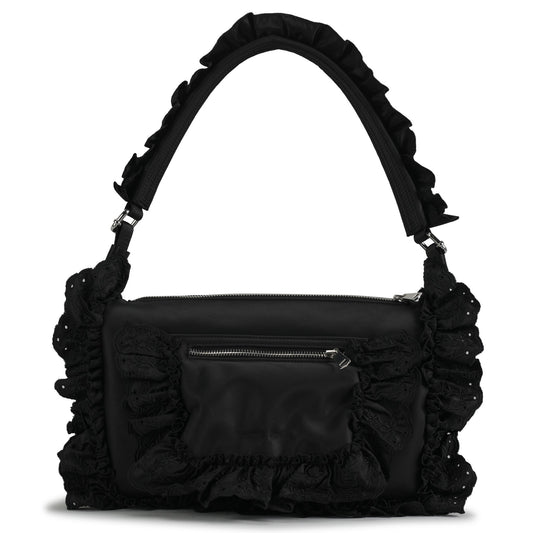 PILLOW CASE SHOULDER BAG W/DAISY / 150:NYLON/BLACK