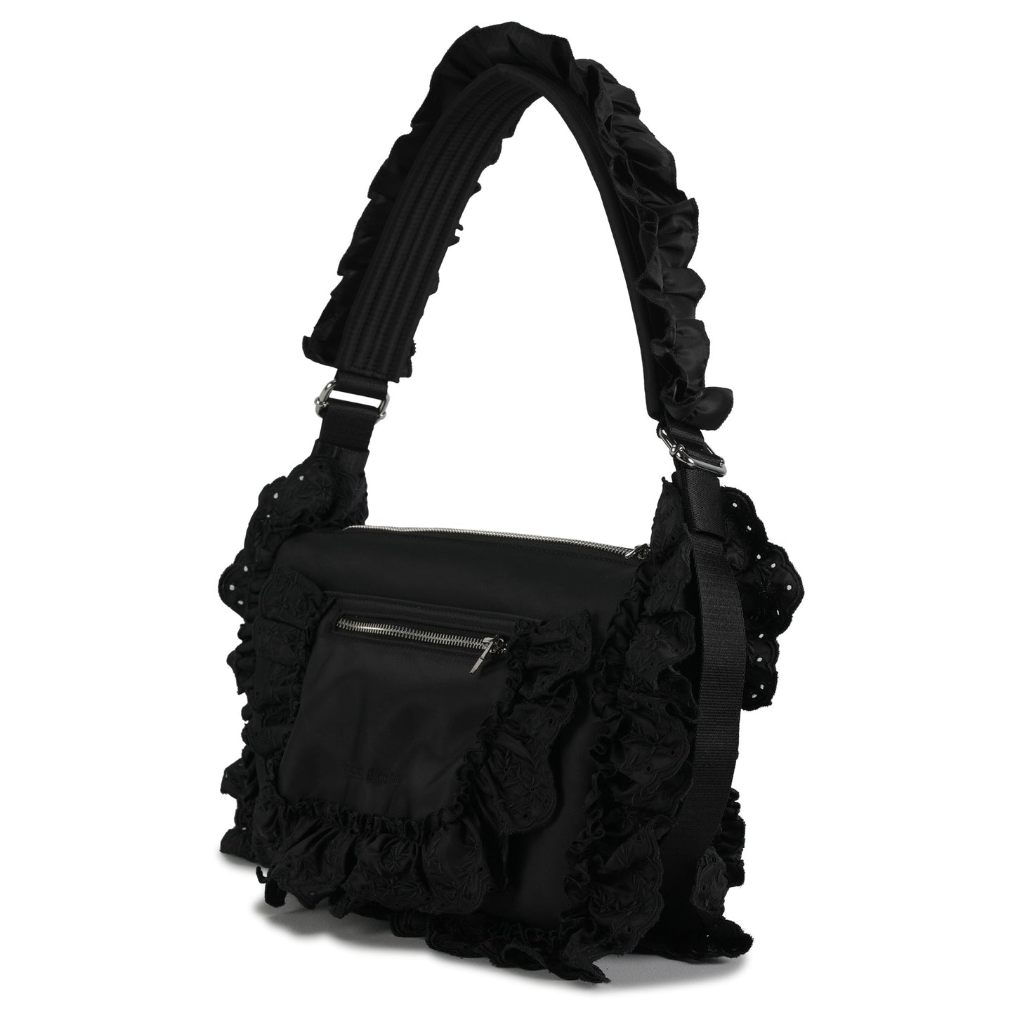 PILLOW CASE SHOULDER BAG W/DAISY / 150:NYLON/BLACK