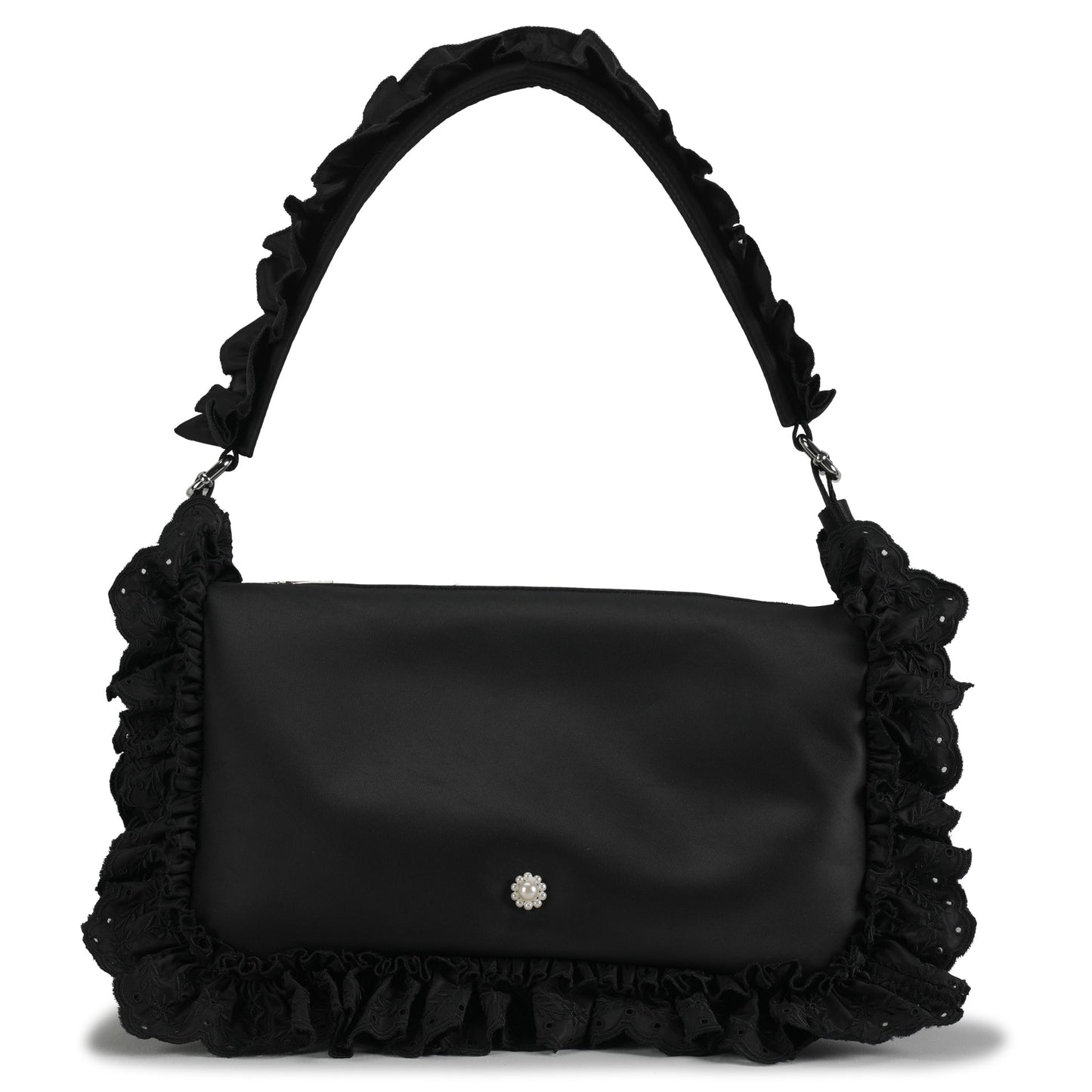 PILLOW CASE SHOULDER BAG W/DAISY / 150:NYLON/BLACK