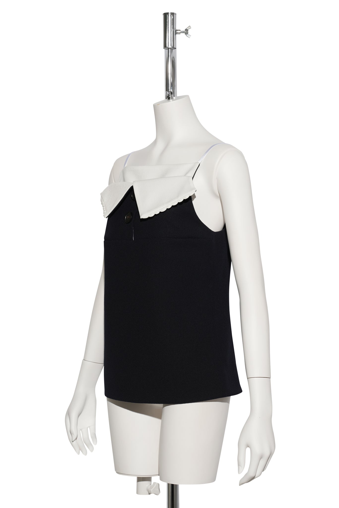 FAN-SHAPED TURN-DOWN COLLAR CAMISOLE TOP / NAVY BLUE