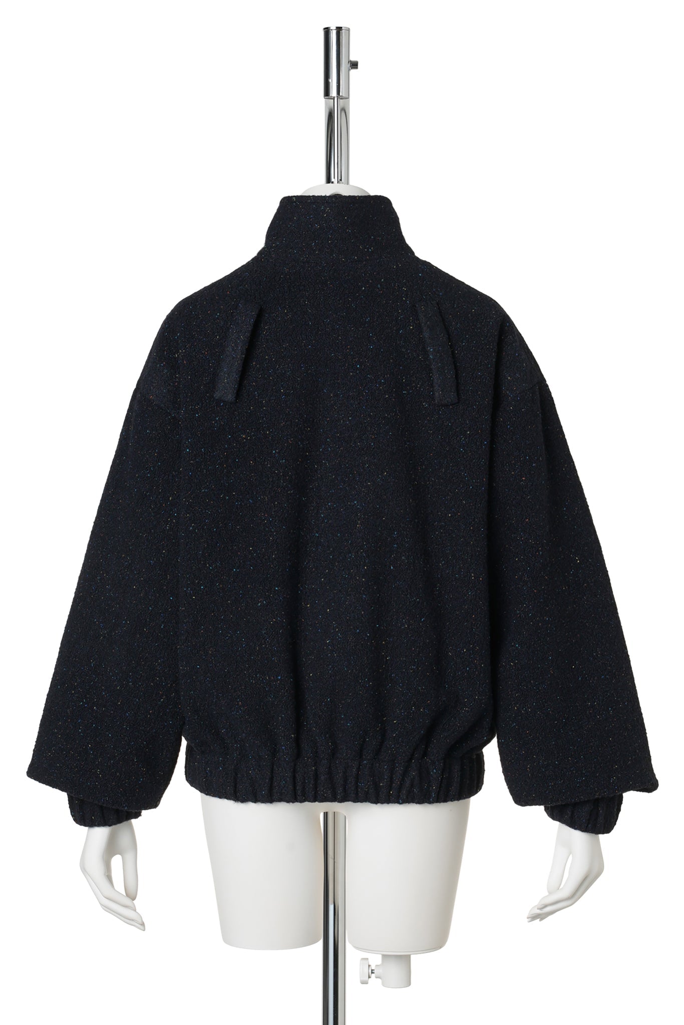 DECORATIVE FAUX FUR LOOSE COAT / NAVY BLUE