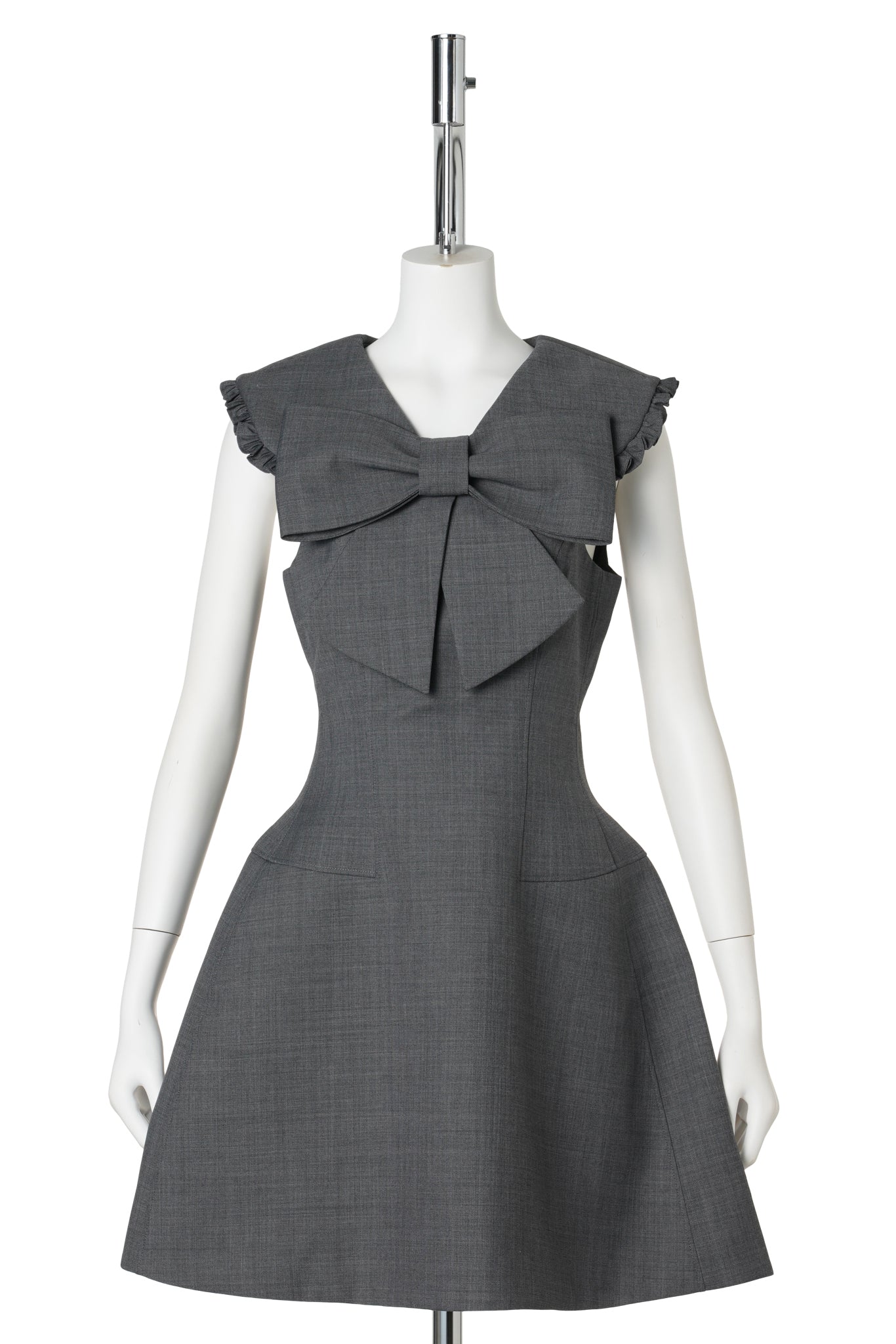 BIG BOW SHORT DRESS / GREY