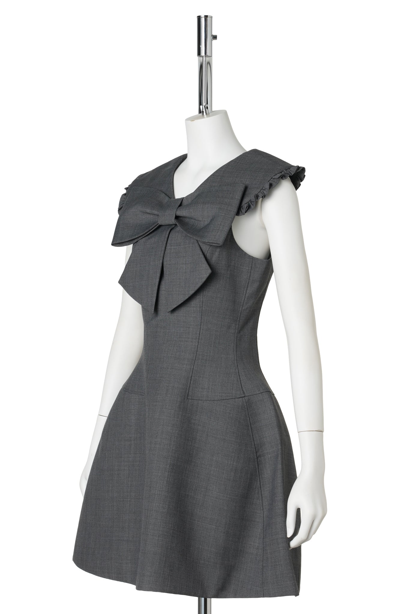 BIG BOW SHORT DRESS / GREY