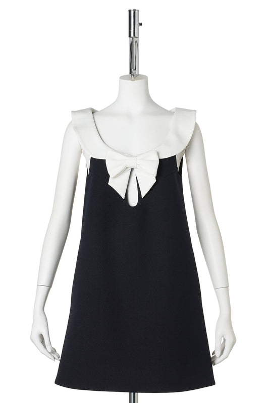 BOW CUTOUT SLEEVELESS DRESS / NAVY BLUE