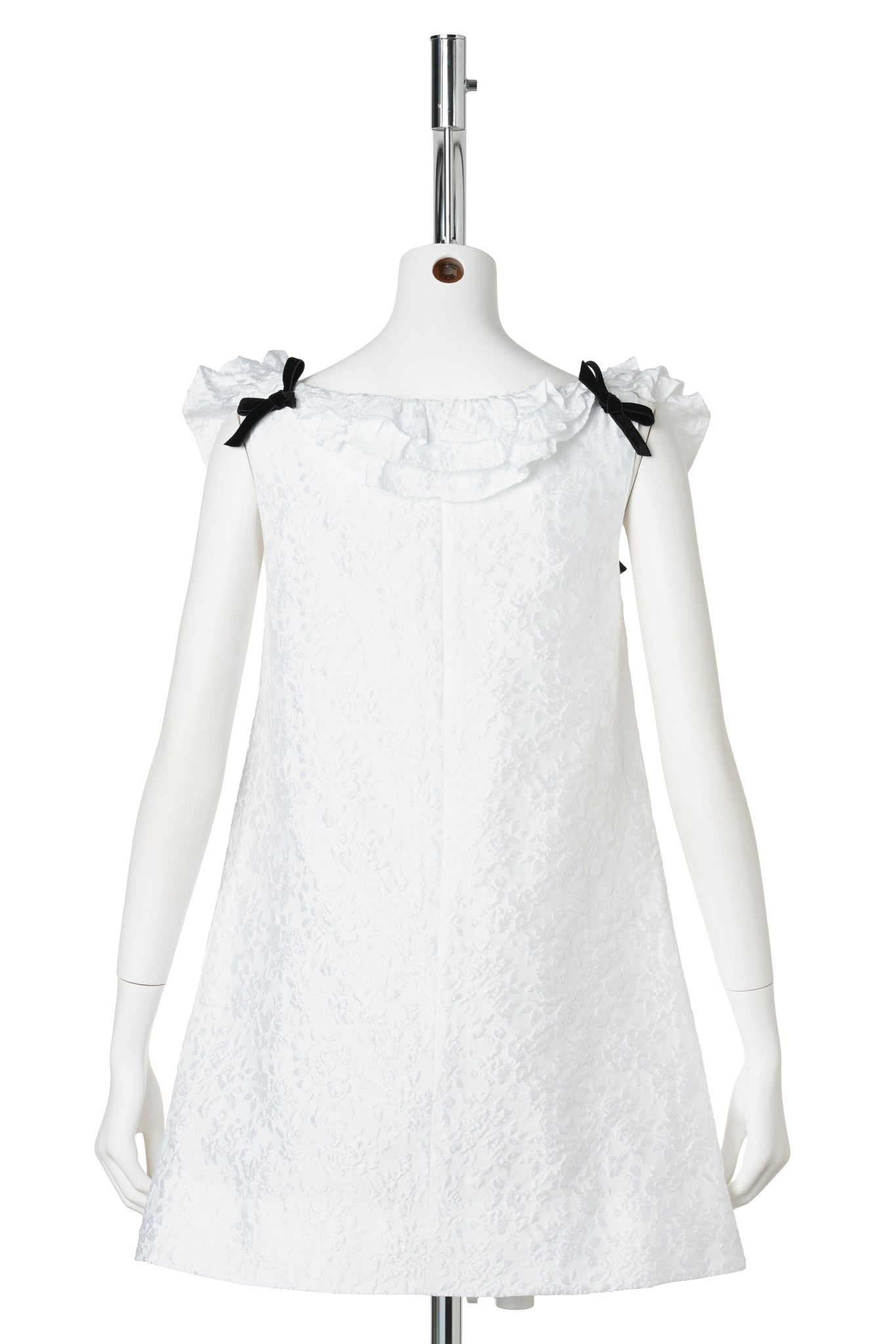 LACE TRIM SLEEVE STRAIGHT DRESS / WHITE
