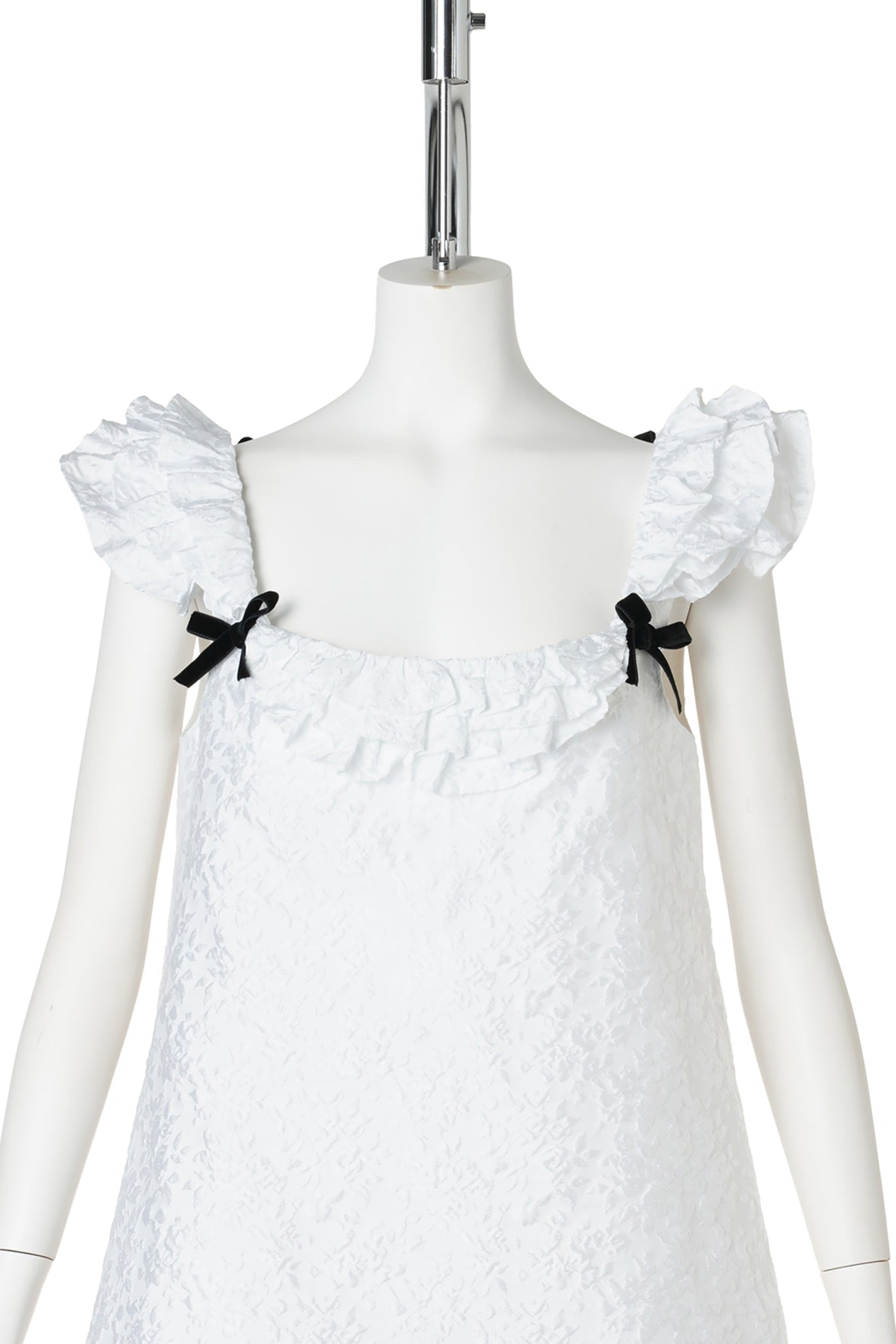 LACE TRIM SLEEVE STRAIGHT DRESS / WHITE