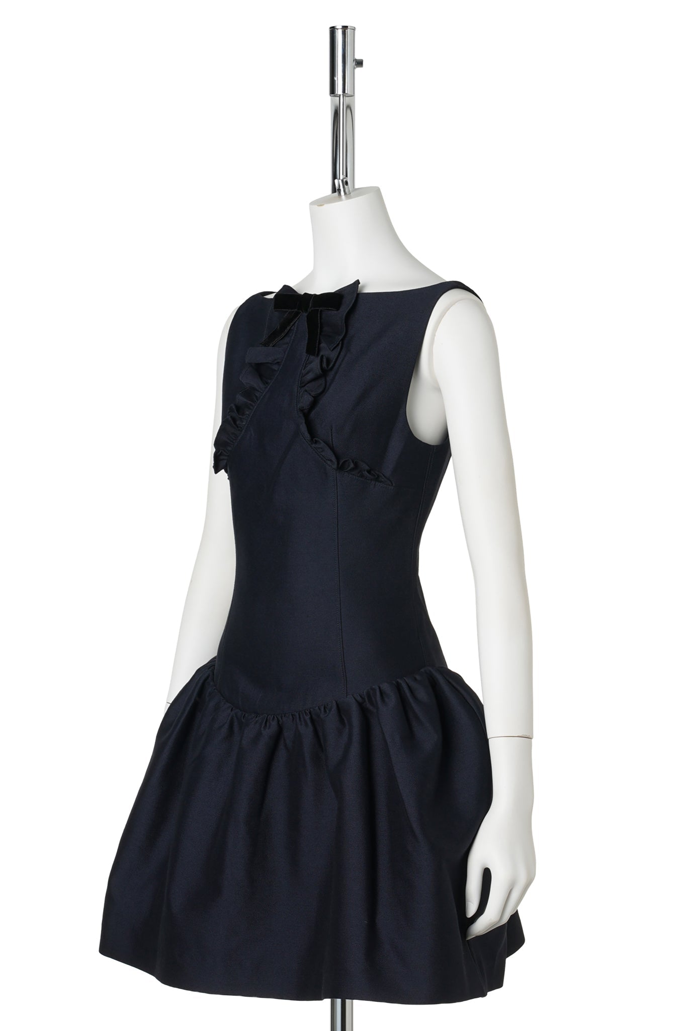 LACE TRIM SLEEVELESS DRESS / NAVY BLUE