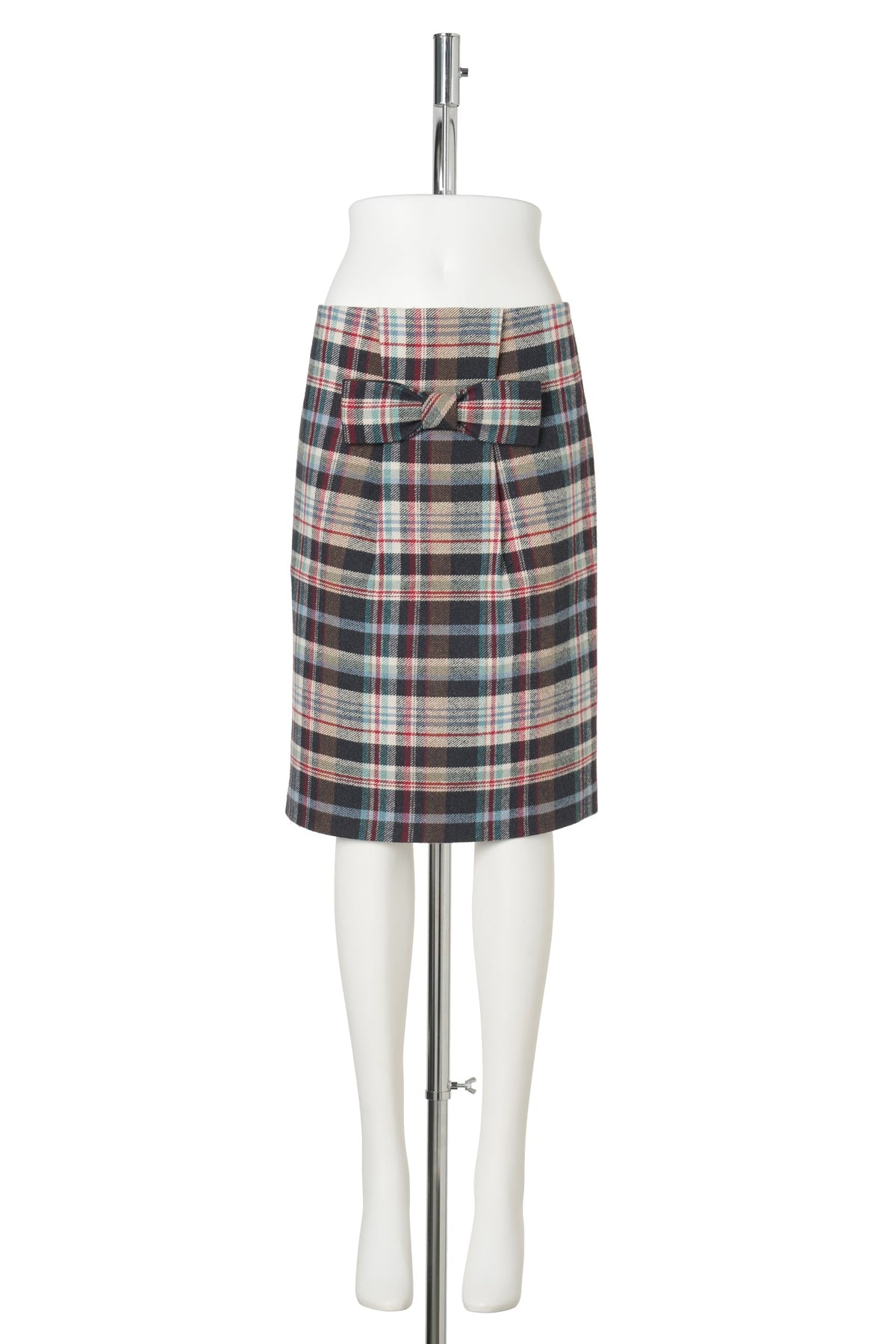 BOW DETAIL STRAIGHT SKIRT / PLAID