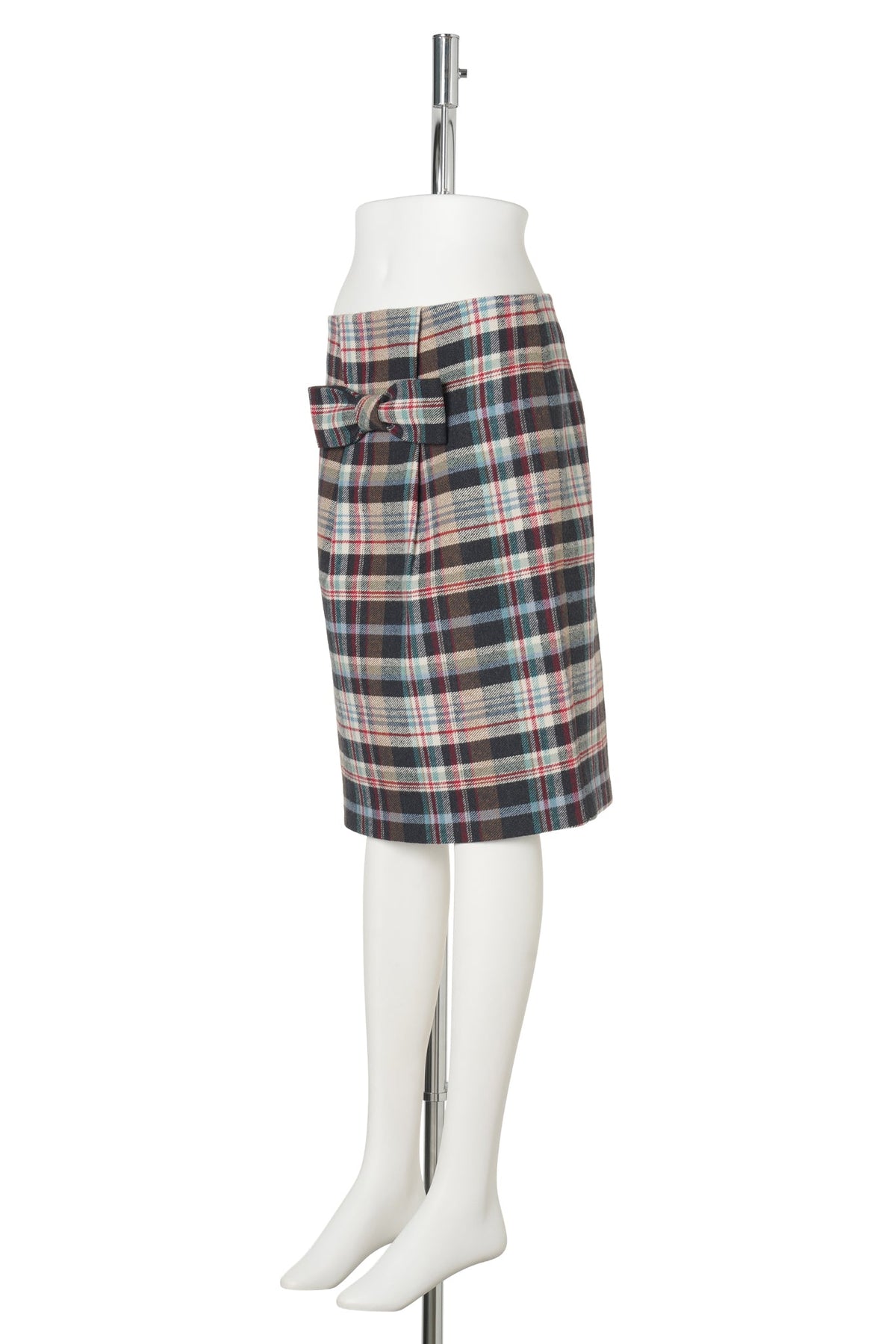 BOW DETAIL STRAIGHT SKIRT / PLAID