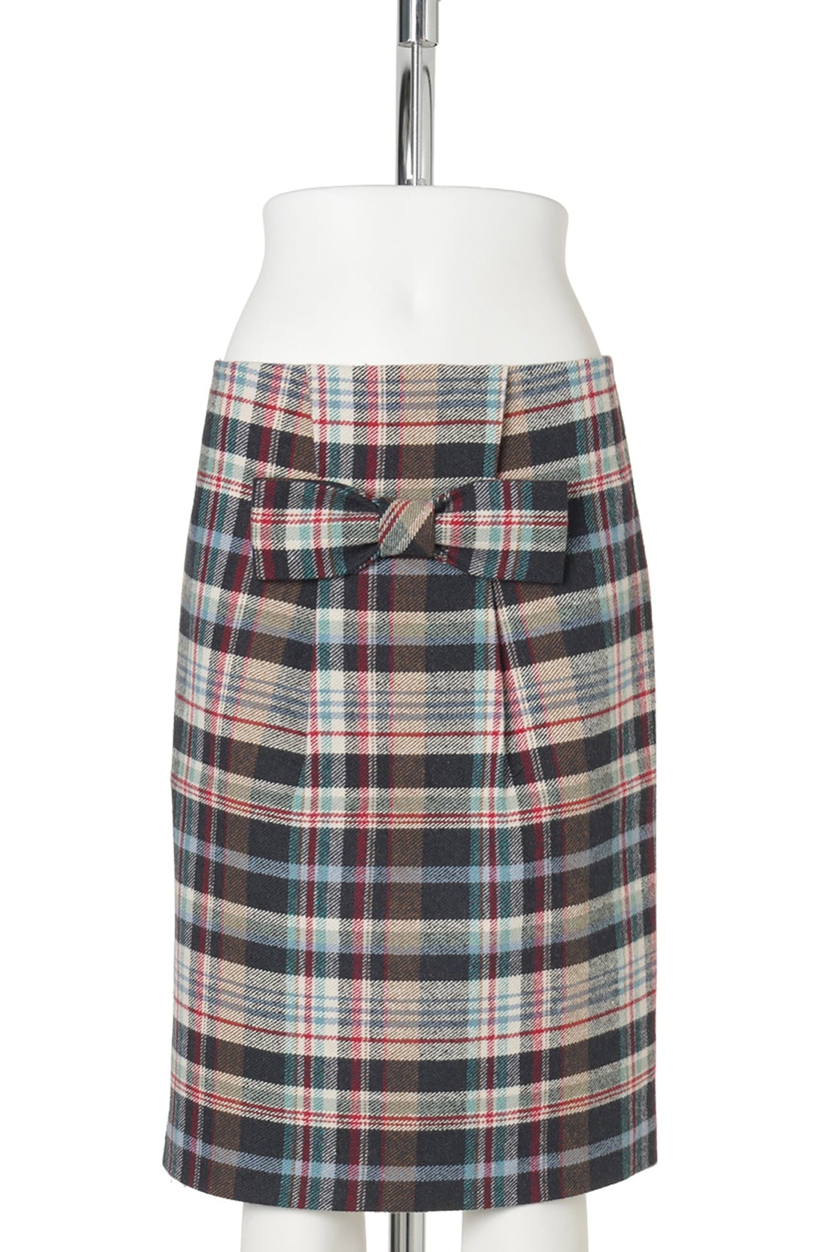 BOW DETAIL STRAIGHT SKIRT / PLAID