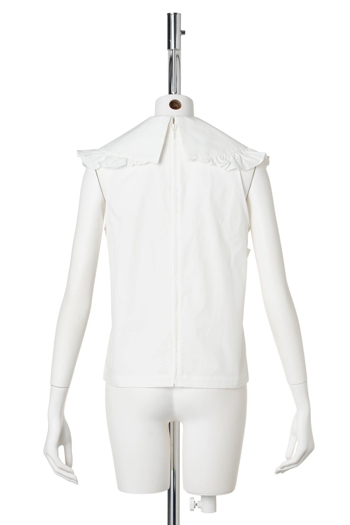 LACE-TRIMMED SHAWL COLLAR BOW BLOUSE / WHITE