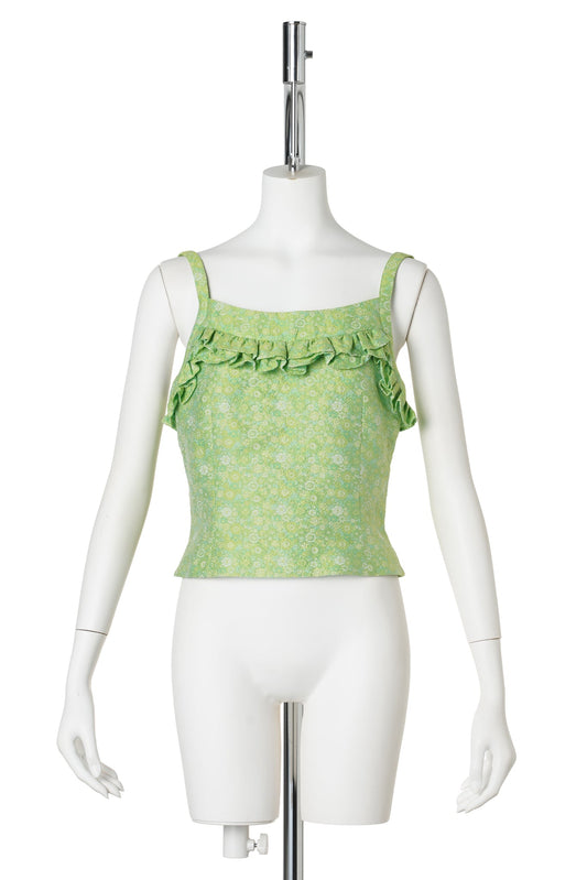 LACE TRIM CAMI TOP / GREEN