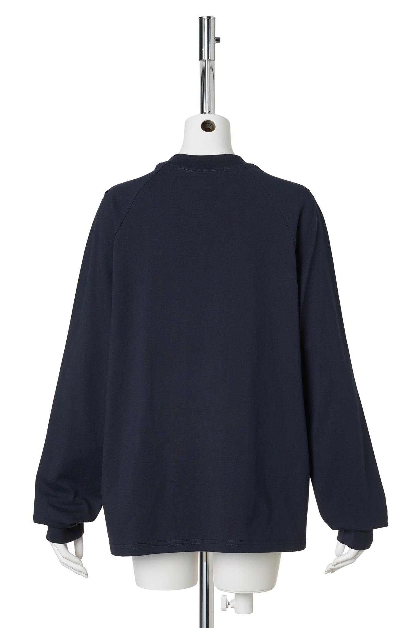 LACE TRIM LONG SLEEVE T-SHIRT / NAVY BLUE