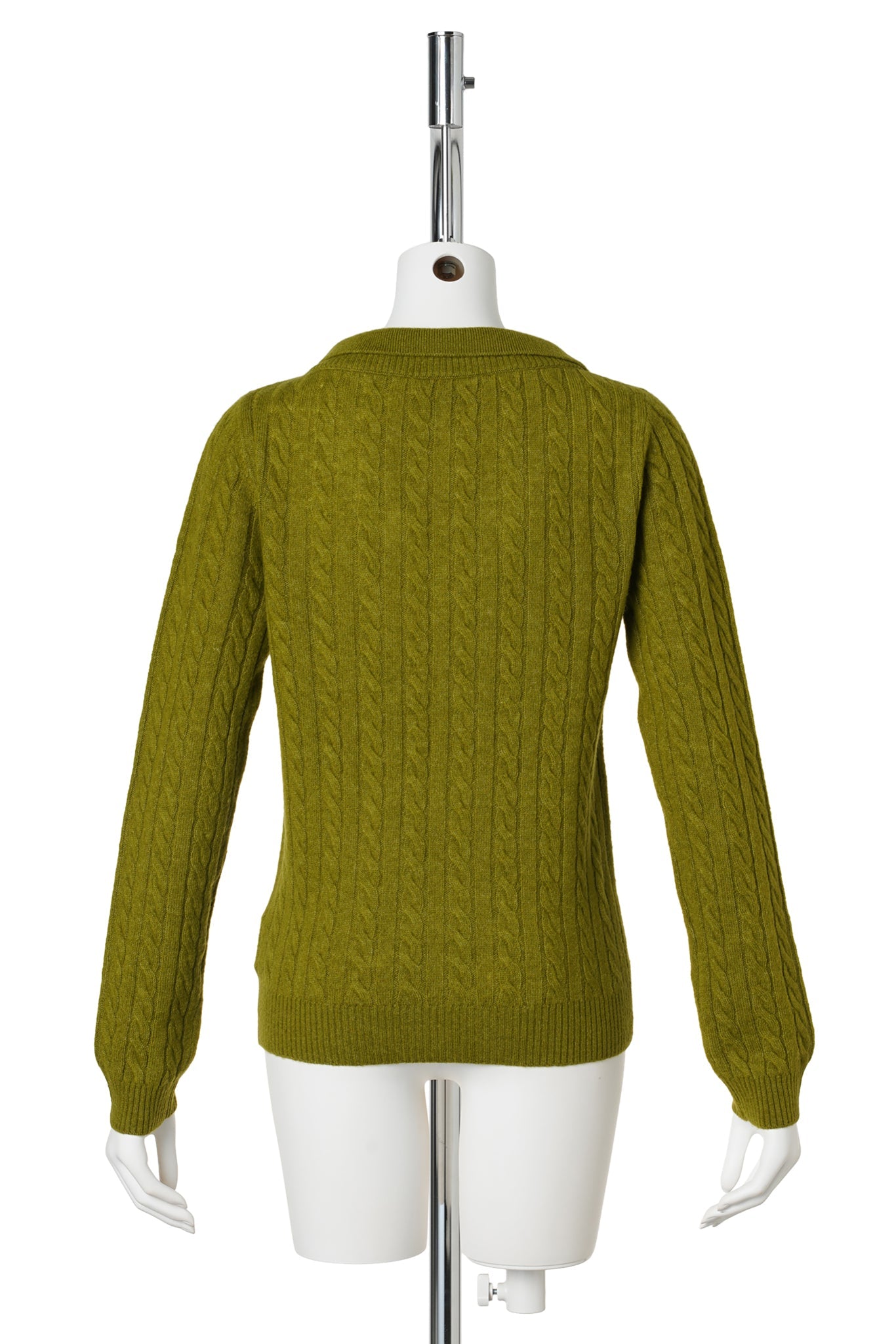V-NECK CABLE KNIT TOP / GREEN