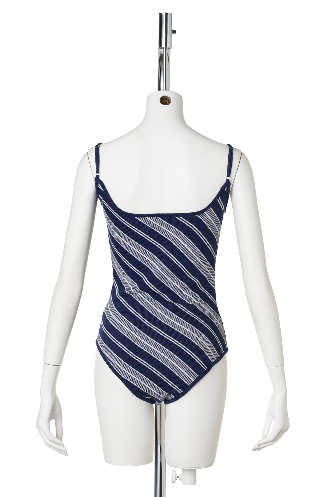 HOLLOW OUT KNIT CAMI BODYSUIT / BLUE STRIPE
