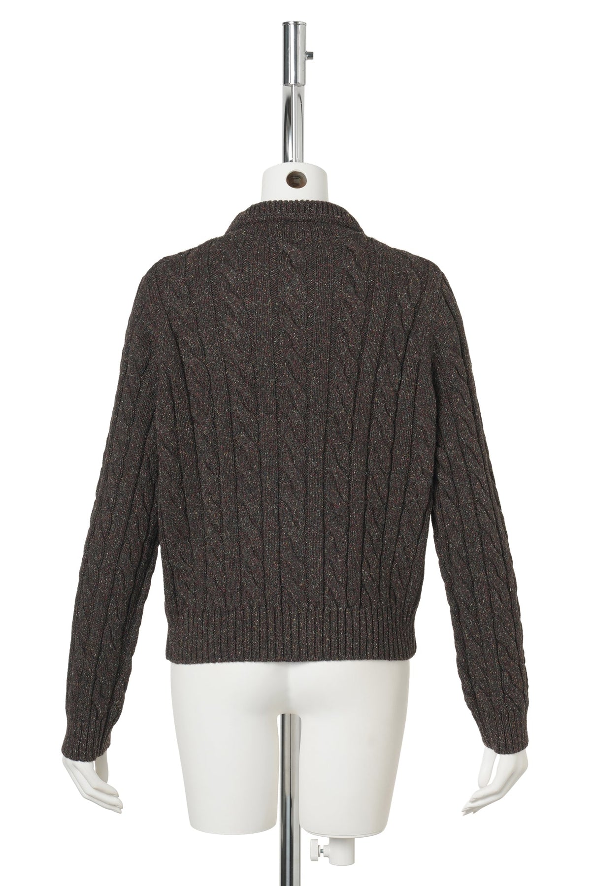 RETRO COLOR-BLOCKED DIAMOND KNIT CARDIGAN / BROWN