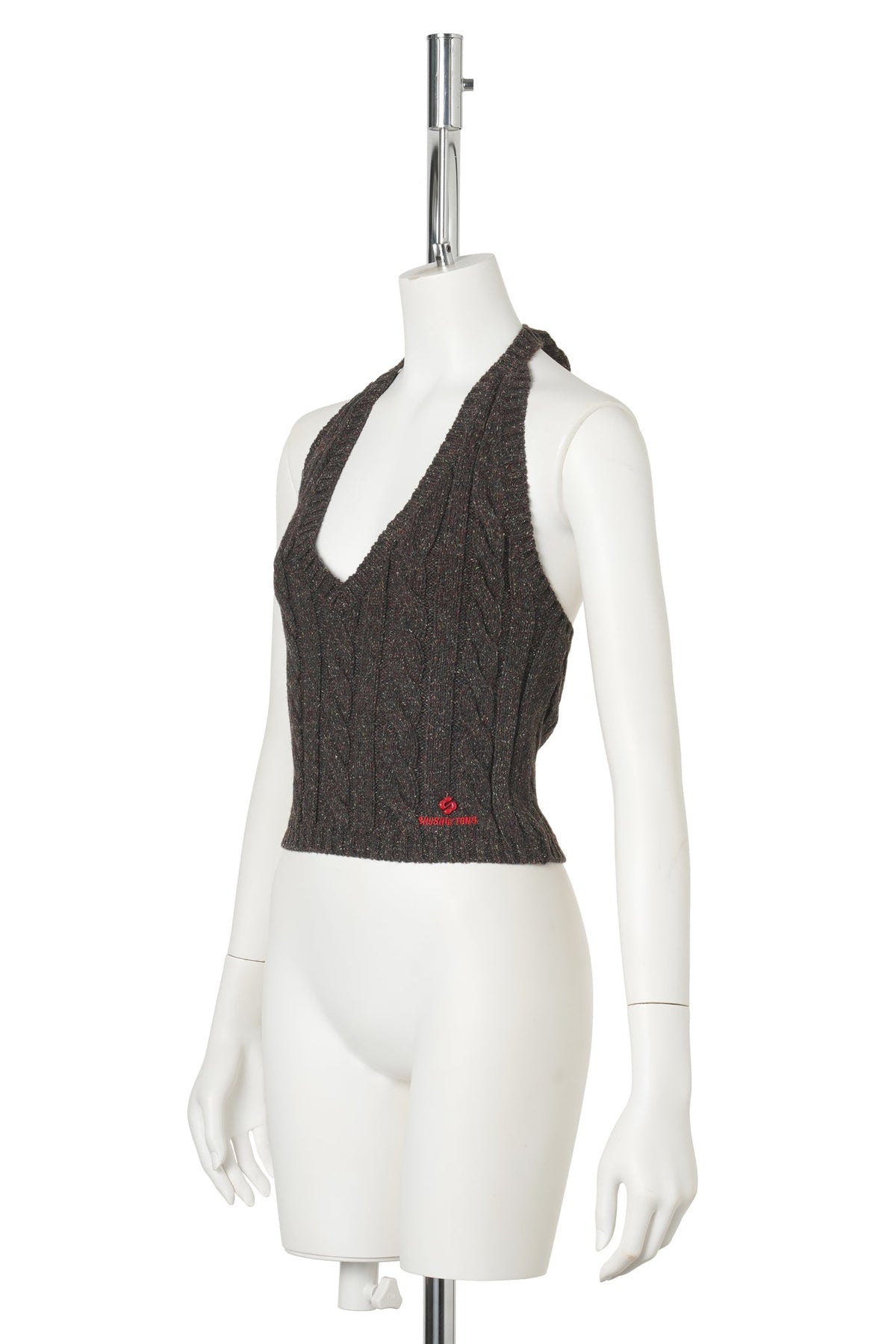 HALTER NECK KNIT TOP / BROWN