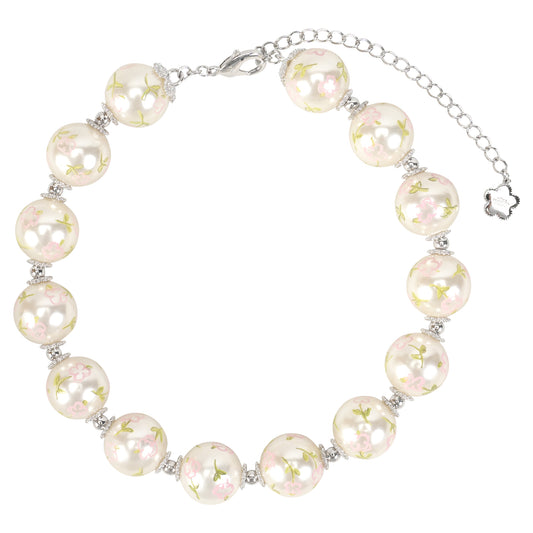 PAINTED PEARL NECKLACE / PINK