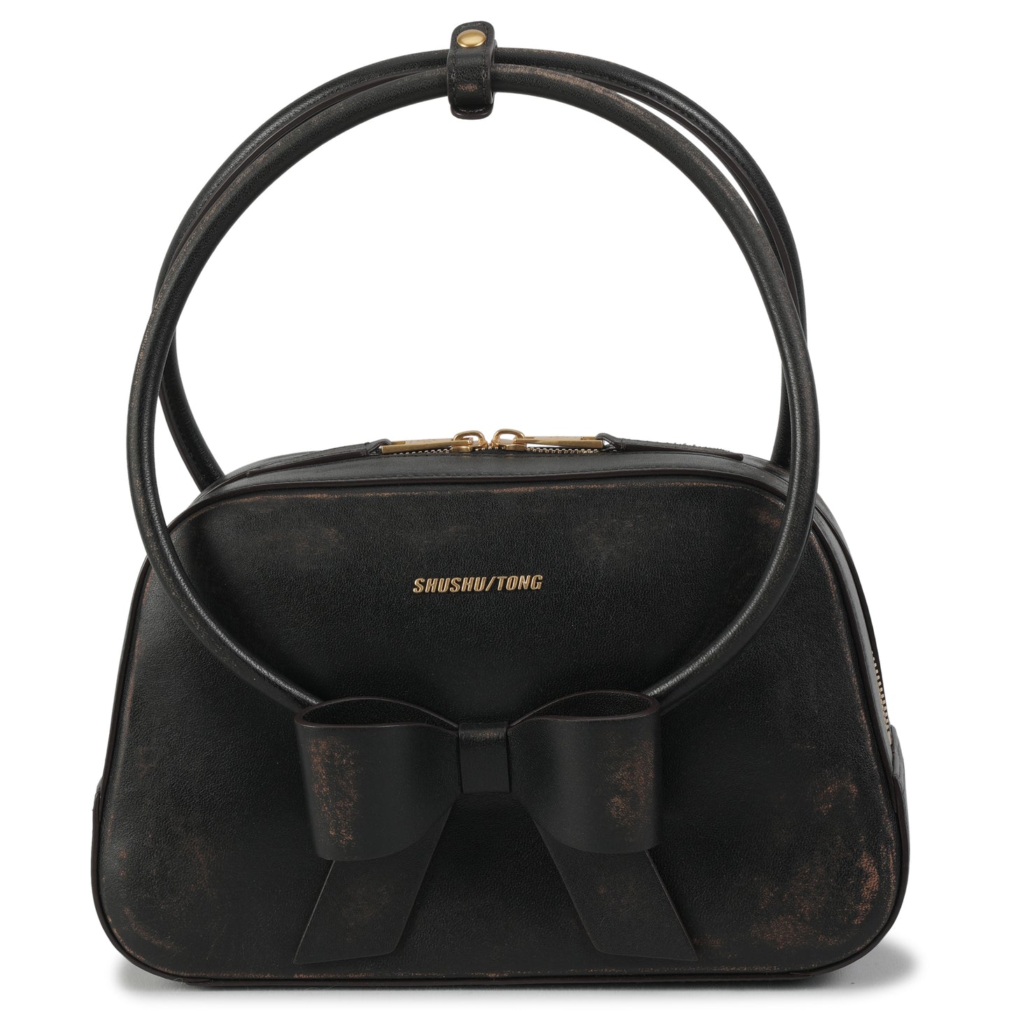 BOW RING HANDLE BAG / DARK BROWN