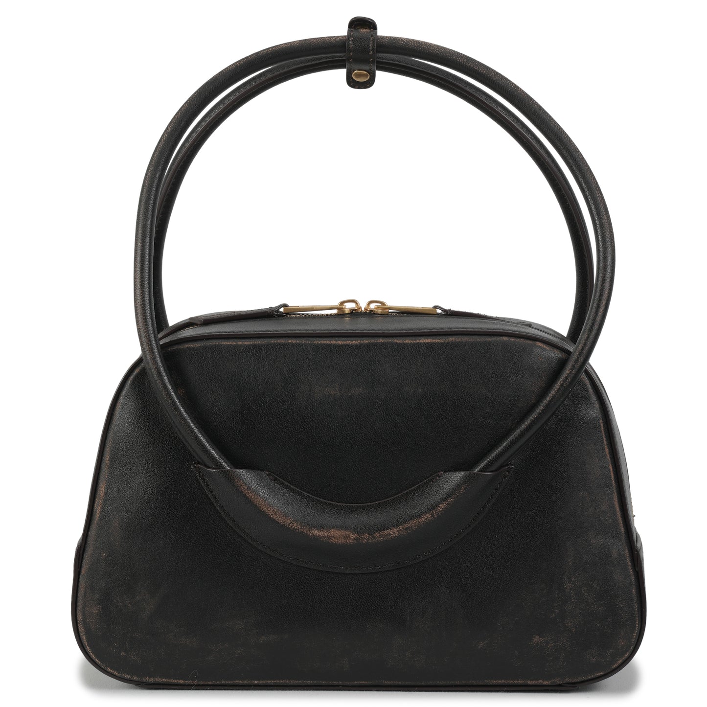 BOW RING HANDLE BAG / DARK BROWN