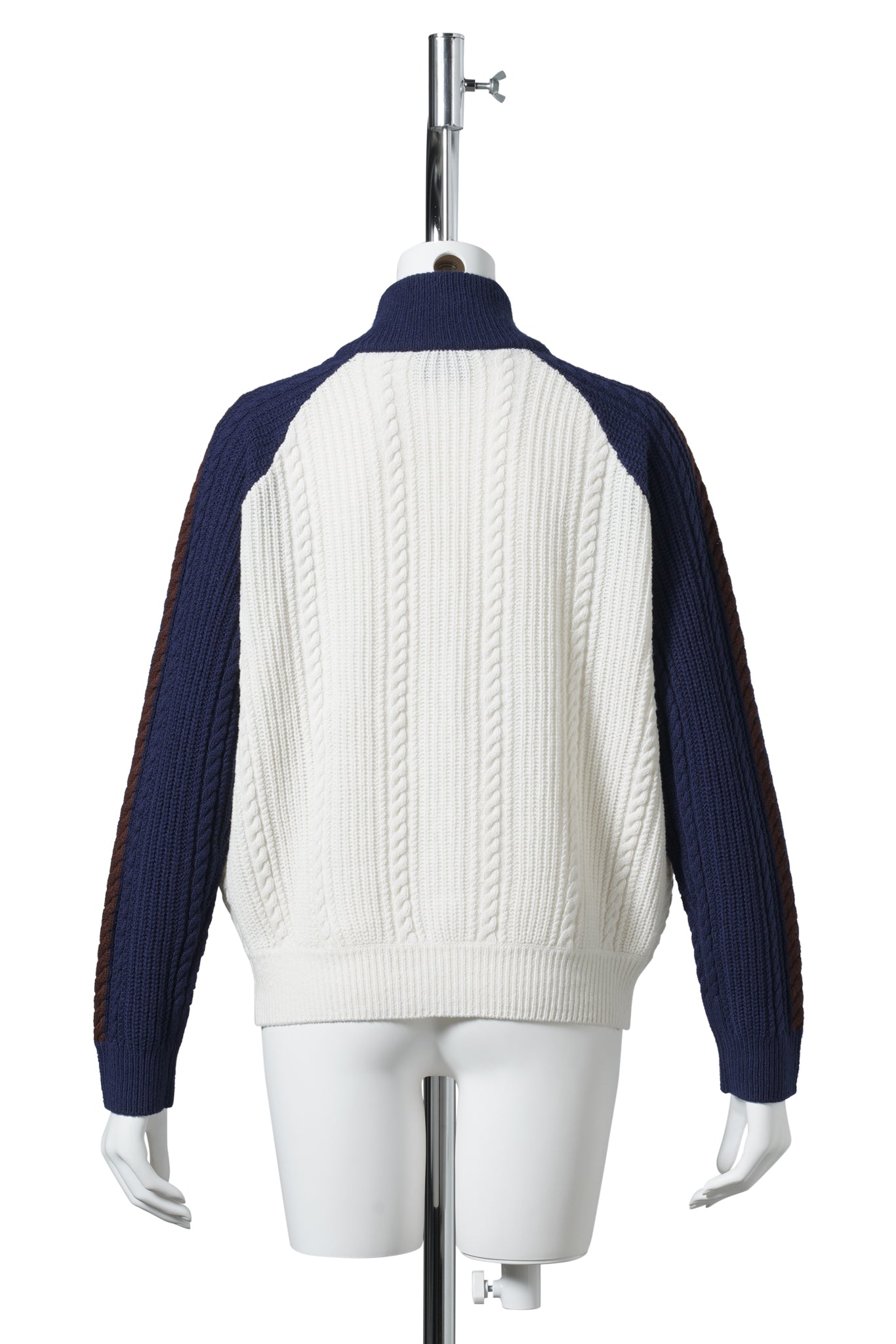COLOR-BLOCK RAGLAN SLEEVE KNIT CARDIGAN / WHITE