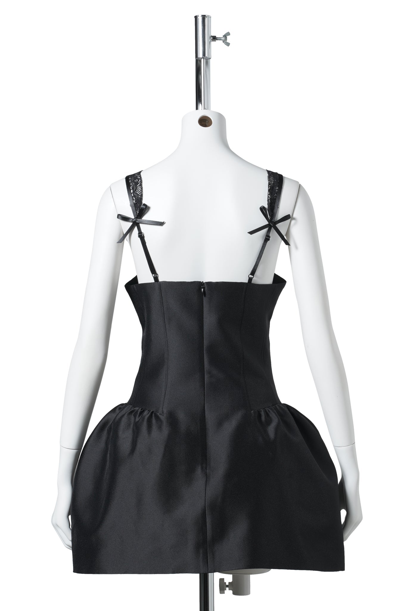 LACE TRIM BUSTIER DRESS / BLACK