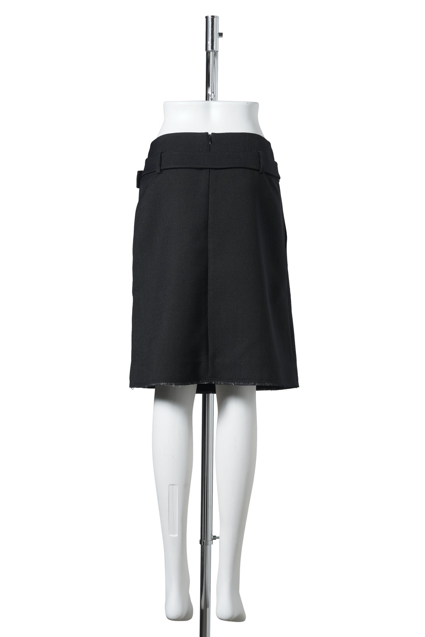 BELTED PLEATED STRAIGHT SKIRT / NAVY BLUE