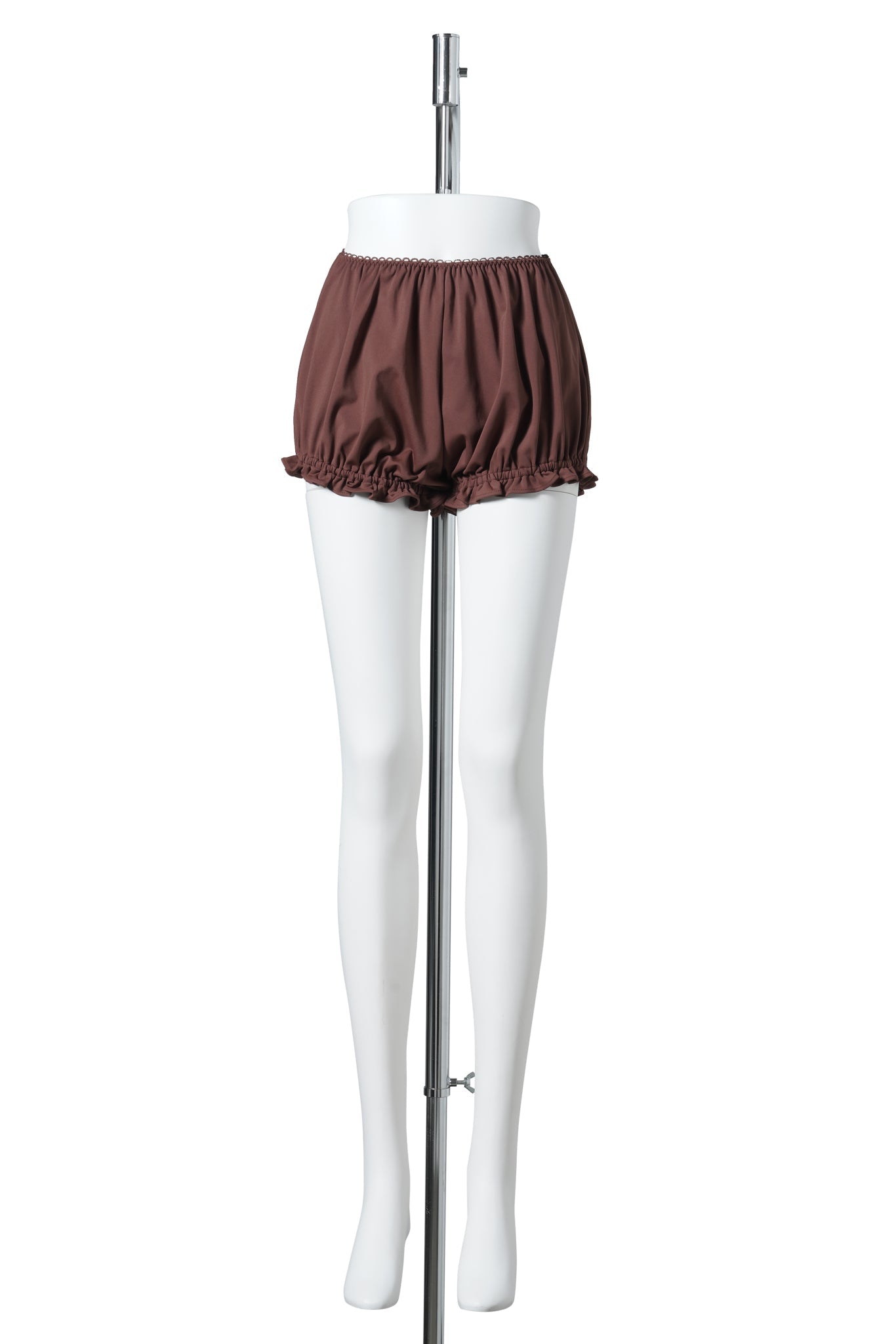 ASYMMETRICAL BOW & RUFFLE SKIRT / BROWN