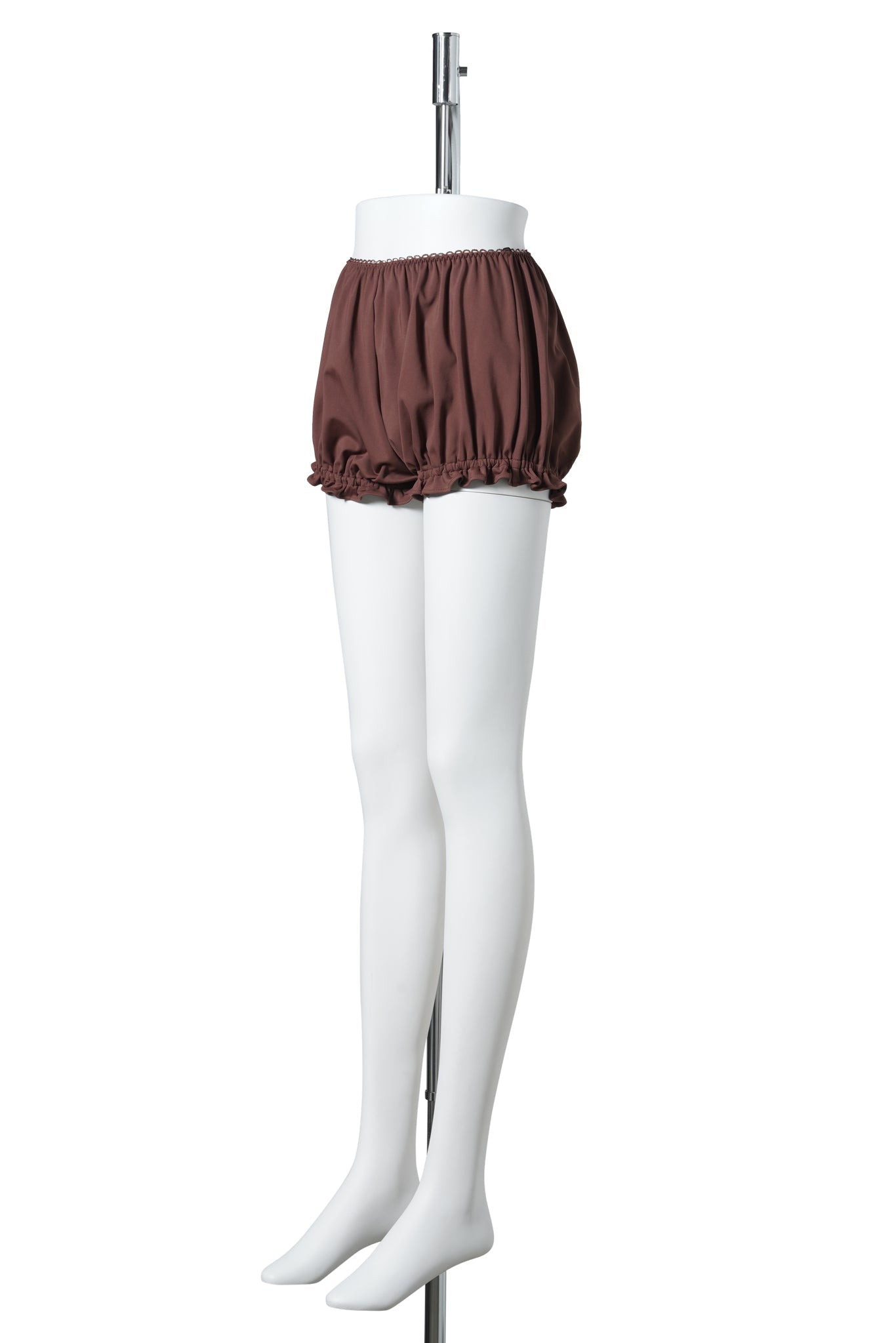 ASYMMETRICAL BOW & RUFFLE SKIRT / BROWN