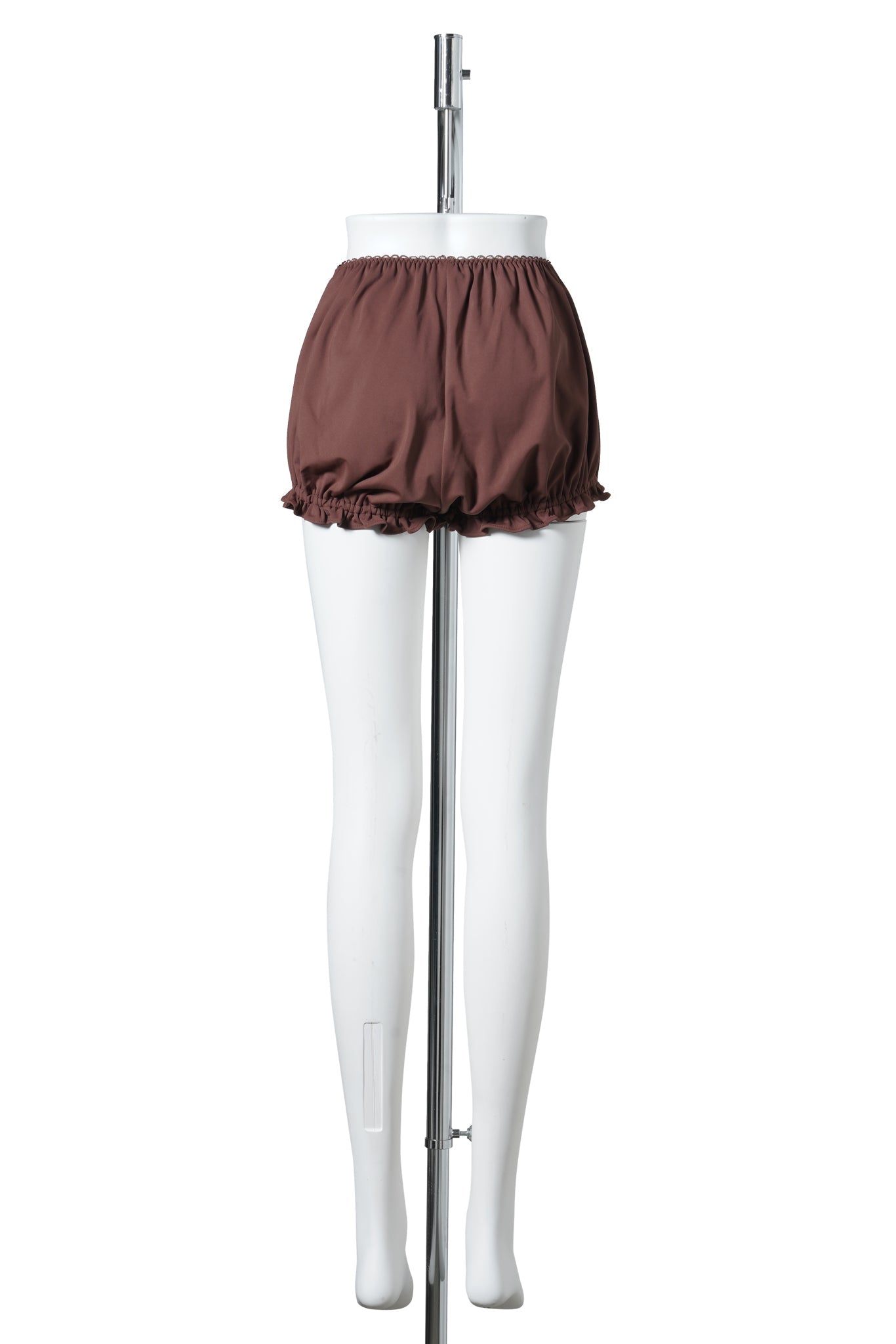 ASYMMETRICAL BOW & RUFFLE SKIRT / BROWN