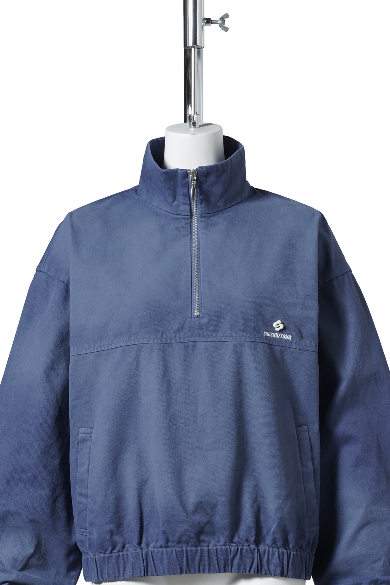 STAND NECK PULLOVER TOP / BLUE
