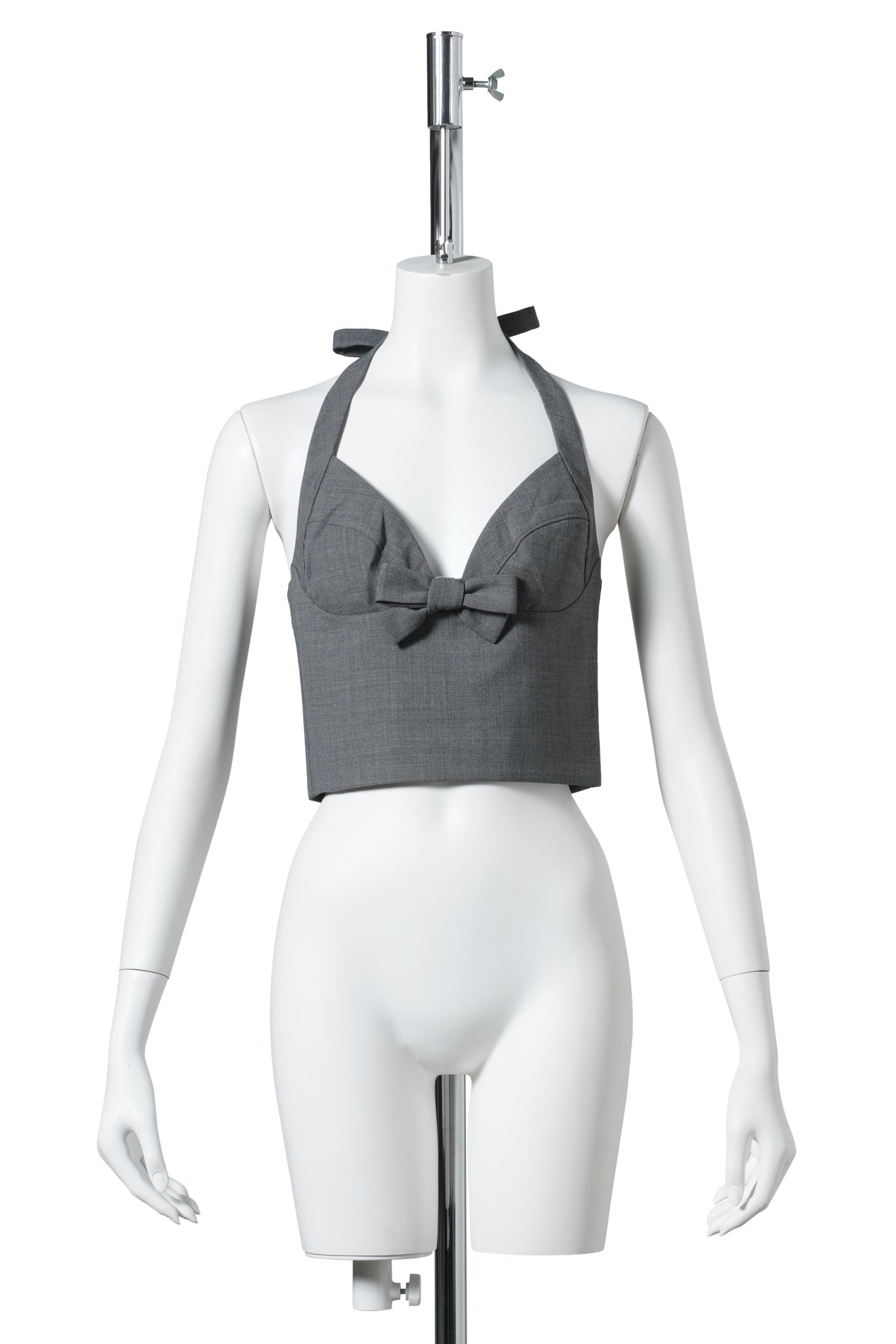 HALTER BOW TIE CAMI TOP / GREY