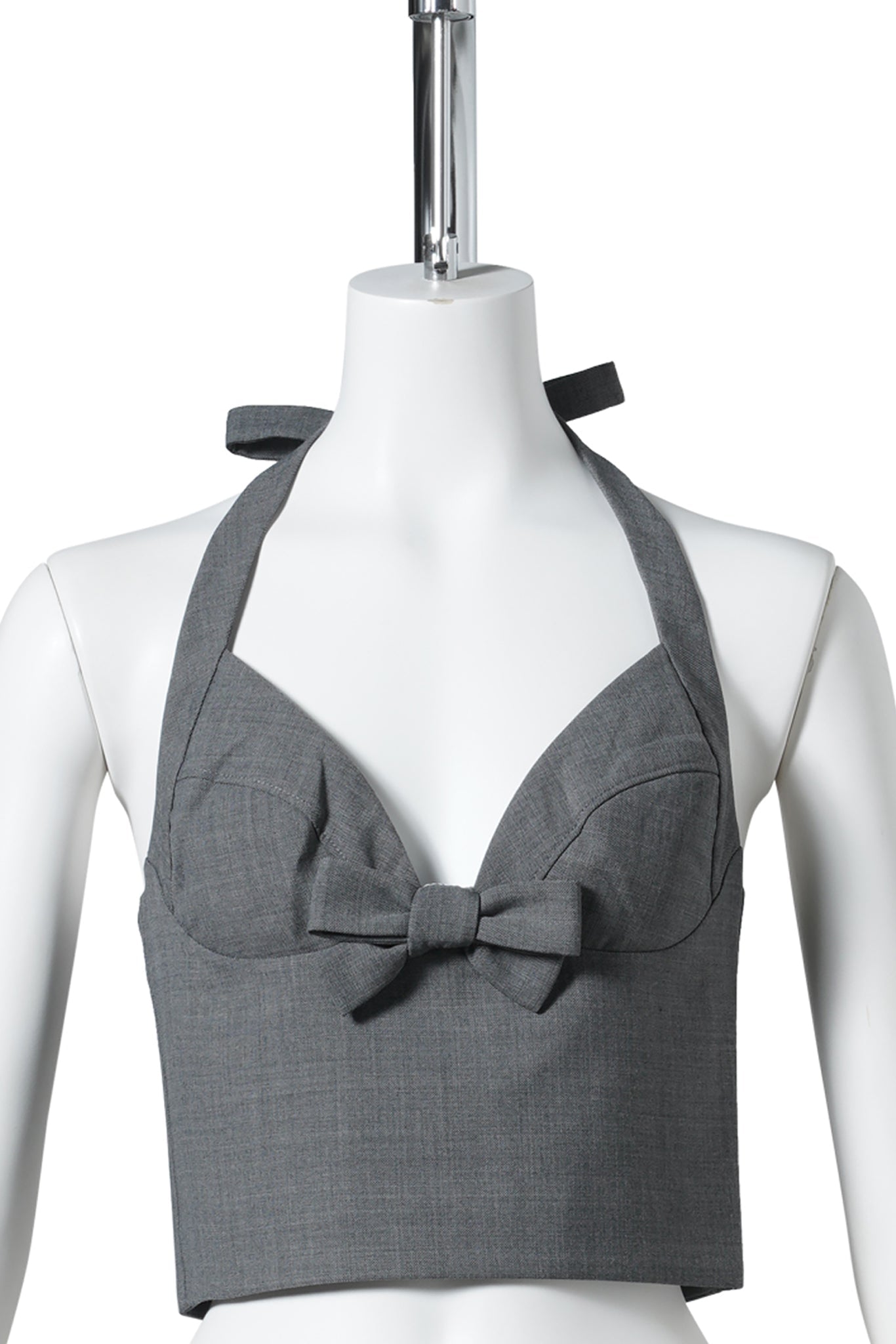HALTER BOW TIE CAMI TOP / GREY