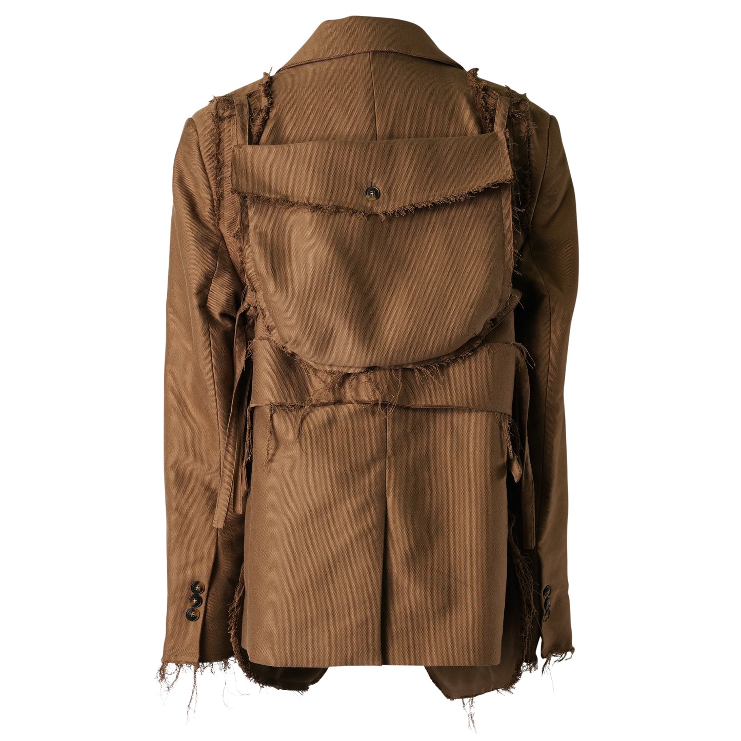 TRAVELLER JACKET WITH DETACHABLE FRONT POCKETS AND BACKPACK / BROWN